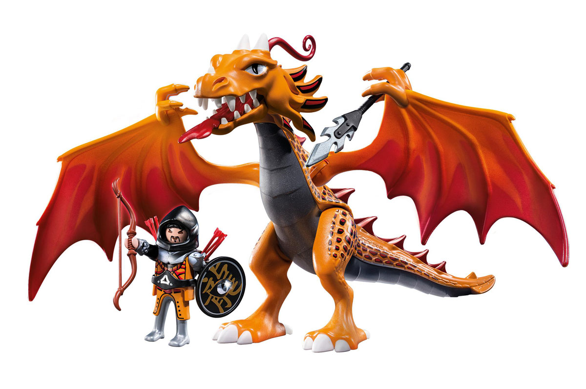 Playmobil Игровой набор Огненный Дракон5483pm Playmobil Игровой набор Огненный Дракон5483pmИгровой набор Playmobil Огненный Дракон обязательно понравится вашему ребенку. Он выполнен из безопасного пластика и включает две фигурки в виде воина и дракона, а также оружие и аммуницию воина. У фигурок подвижные части тела; воин может удерживать в руках предметы. Если посадить воина в доспехах на дракона, он будет крепко держаться, упираясь ногами в крылья. Ваш ребенок с удовольствием будет играть с набором, придумывая захватывающие истории. Рекомендуемый возраст: от 5 до 12 лет.