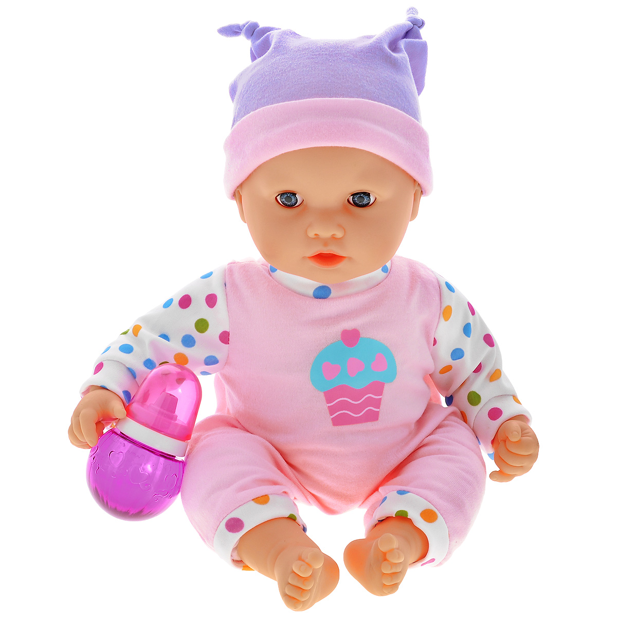Пупс Joy Toy Мой малыш. Саша. 5311G589-H43044 Пупс Joy Toy Мой малыш. Саша. 5311G589-H43044Пупс Joy Toy Мой малыш. Саша - это интерактивная кукла, которая ведет себя как настоящий ребенок. Вашей дочурке обязательно понравится играть с этим пупсом, ведь он будет ее внимательно слушать, а затем повторять за ней! Кукла порадует любую малышку и сделает социально-ролевые игры намного интереснее. Саша одет в красивый комбинезончик розового цвета с рисунком кекса, а на голове у него красуется шапочка. Если нажать малышу на правую руку, можно записать свой голос, а если нажать на левую, то выключится запись и можно прослушать результат. Набор содержит пупса в одежде и бутылочку.
