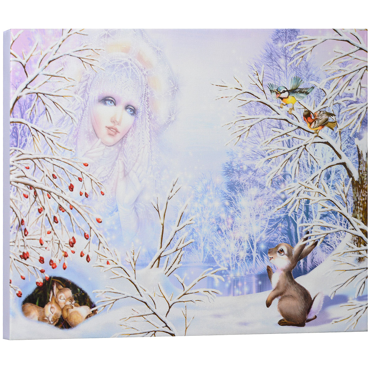 КвикДекор Картина на холсте Снежная королева, 40 см х 30 смAP-00149-19707-Cn4030 КвикДекор Картина на холсте Снежная королева, 40 см х 30 смAP-00149-19707-Cn4030Картина на холсте КвикДекор Снежная королева автора Зорина Балдеску дополнит обстановку интерьера яркими красками и необычным оформлением. Изделие представляет собой картину с латексной печатью на натуральном хлопчатобумажном холсте. Галерейная натяжка холста на подрамники выполнена очень аккуратно, а боковые части картины запечатаны тоновой заливкой. Обратная сторона подрамника содержит отверстие, благодаря которому картину можно легко закрепить на стене и подкорректировать ее положение. Автор картины специализируется на создании восхитительных сказочных образов - русалок, принцесс, фей, единорогов и многих других. Сказки, иллюстрированные Зориной, - особый, волшебный и очаровательный мир, подаренный нам художницей посредством ее искусства и неисчерпаемой фантазии. Картина Снежная королева отлично подойдет к интерьеру не только детской комнаты, но и гостиной. Картина поставляется в стрейч-пленке с защитными картонными уголками, упакована в гофрокоробку...