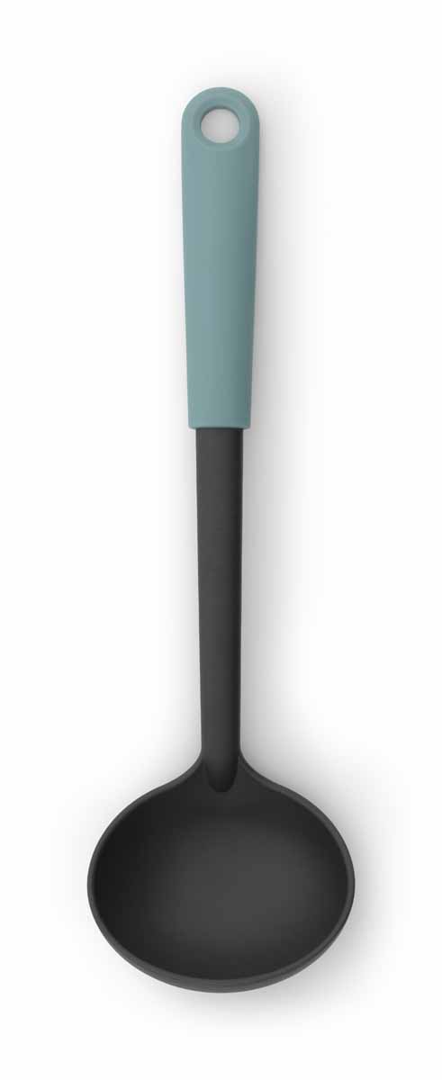Половник Brabantia, цвет: мятный, темно-серый, 29 см106125 Половник Brabantia, цвет: мятный, темно-серый, 29 см106125Половник Brabantia идеально подходит для аккуратного наливания супа. Рабочая поверхность выполнена из высококачественного огнеупорного нейлона (до 220°C) и имеет длительный срок службы. Изделие безопасно для посуды с антипригарным покрытием, имеет сглаженные формы и не оставляет царапин. Можно мыть в посудомоечной машине. Длина половника: 29 см. Размер рабочей части: 8,5 см х 7,5 см.