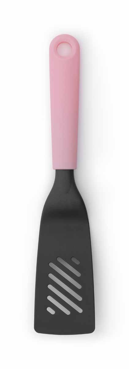 Лопатка Brabantia, цвет: розовый, серый, 25 см106187 Лопатка Brabantia, цвет: розовый, серый, 25 см106187Лопатка Brabantia изготовлена из термостойкого упругого нейлона. Такой лопаткой удобно перемешивать, переворачивать блюда при жарке (например, стейки, отбивные или рыбу), а также раскладывать блюда на тарелки. Рабочая поверхность лопатки оснащена прорезями для стекания излишков масла и жира. На ручке имеется небольшое отверстие, за которое лопатку можно подвесить в любом удобном для вас месте. Практичная и удобная лопатка Brabantia займет достойное место среди аксессуаров на вашей кухне. Можно мыть в посудомоечной машине. Длина лопатки: 25 см. Размер рабочей части: 10 см х 5 см.