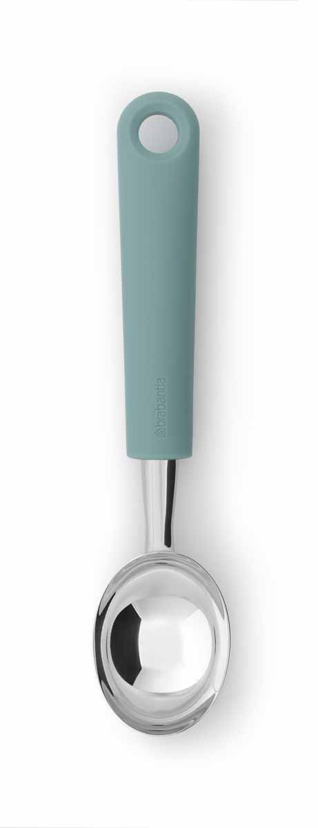 Ложка для мороженого Brabantia, цвет: мятный106248 Ложка для мороженого Brabantia, цвет: мятный106248Ложка для мороженого Brabantia имеет прочную конструкцию и может использоваться для раскладывания твердого мороженого из морозильника. Ручка изготовлена из прочного пластика, рабочая часть - из нержавеющей стали. На рукоятке имеется петелька для подвешивания. Изделие легко моется - можно мыть в посудомоечной машине. Добавьте цвета и настроения в интерьер своей кухни с коллекцией кухонных принадлежностей от Brabantia Tasty Tools в палитре аппетитных оттенков. Размер рабочей части: 5,5 см х 4 см. Длина ложки: 20 см.
