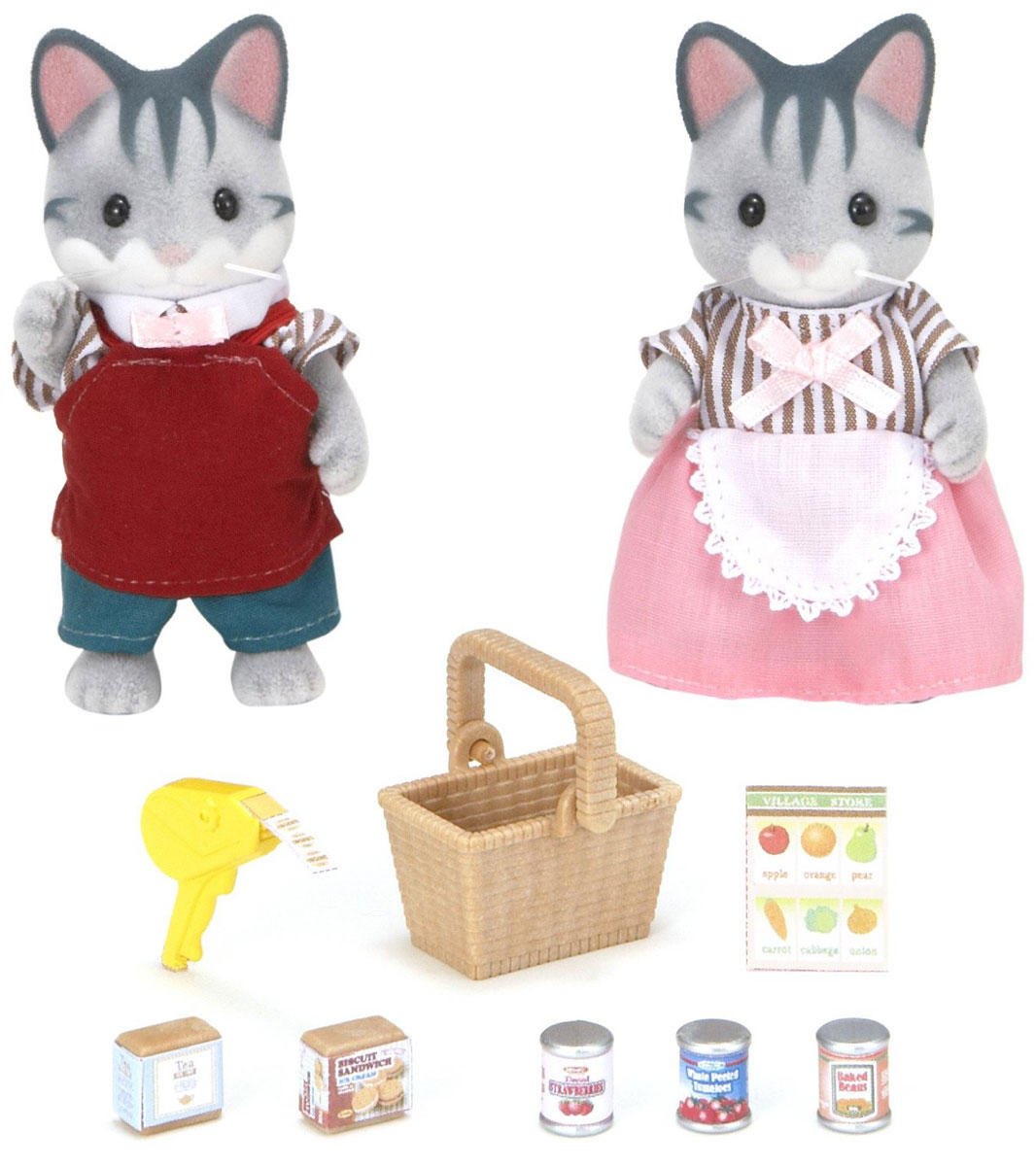 Sylvanian Families Набор фигурок Владельцы супермаркета2813 Sylvanian Families Набор фигурок Владельцы супермаркета2813Игровой набор Sylvanian Families Владельцы супермаркета привлечет внимание вашей малышки и не позволит ей скучать. Набор включает в себя фигурки кота и кошки в костюмах, корзину для продуктов и другие аксессуары для игры с ними. Фигурки выполнены из пластика и покрыты мягким приятным на ощупь флоком. Ваша малышка будет часами играть с набором, придумывая различные истории. Sylvanian Families - это целый мир маленьких жителей, объединенных общей легендой. Жители страны Sylvanian Families - это кролики, белки, медведи, лисы и многие другие. У каждого из них есть дом, в котором есть все необходимое для счастливой жизни. В городе, где живут герои, есть школа, больница, рынок, пекарня, детский сад и множество других полезных объектов. Жители этой страны живут семьями, в каждой из которой есть дети. В домах Sylvanian Families царит уют и гармония. Домашние животные радуют хозяев. Здесь продумана каждая мелочь, от одежды до мебели и аксессуаров. ...