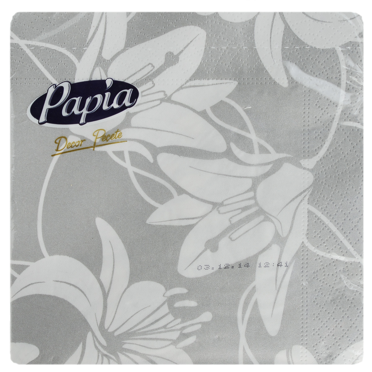 Салфетки бумажные Papia Decor, трехслойные, цвет: белый, серый, 33 x 33 см, 20 шт15302_серый/цветы Салфетки бумажные Papia Decor, трехслойные, цвет: белый, серый, 33 x 33 см, 20 шт15302_серый/цветыТрехслойные салфетки Papia Decor, выполненные из 100% целлюлозы, оформлены красочным рисунком. Салфетки предназначены для красивой сервировки стола. Оригинальный дизайн салфеток добавит изысканности вашему столу и поднимет настроение. Размер салфеток: 33 см х 33 см.