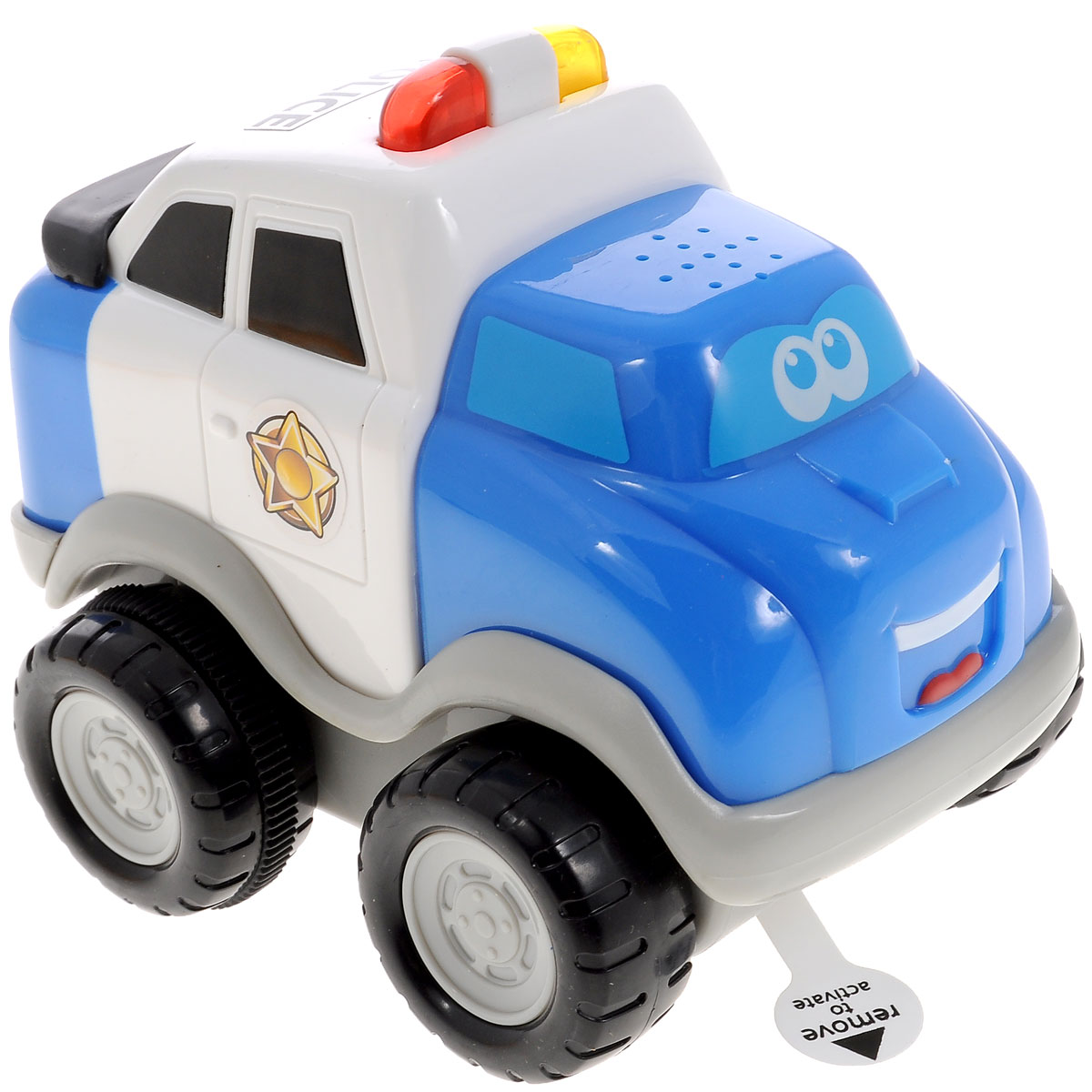Kiddieland Игрушка Полицейский автомобиль с инерционным механизмомKID 050088 Kiddieland Игрушка Полицейский автомобиль с инерционным механизмомKID 050088Яркая игрушка Kiddieland Полицейский автомобиль, со звуковыми эффектами обязательно понравится любому мальчишке. У машинки инерционный механизм, который стимулирует двигательную активность. Нужно откатить игрушку назад, отпустить, и она весело покатится вперед в сопровождении реалистичного звука двигателя и сирены. Игрушка способствует развитию, мелкой моторики, цветовосприятия, воображения и творческого мышления. Рекомендуемый возраст: от 12 месяцев. Питание: 3 батарейки типа LR44 (входят в комплект).