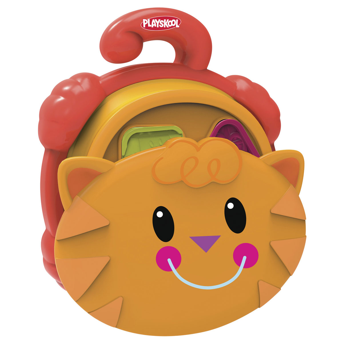 Playskool Развивающая игрушка-сортер Pop-Up Shape SorterB1914EU4 Playskool Развивающая игрушка-сортер Pop-Up Shape SorterB1914EU4Развивающая игрушка-сортер Playskool Pop-Up Shape Sorter непременно понравится вашему малышу. Она выполнена из прочного материала с использованием нетоксичных красок в виде веселой кошачьи мордочки. Игрушка представлена в виде емкости с отверстиями различной формы и набором фигурок, каждая из которых совпадает по форме с тем или иным отверстием. У этого сортера четыре вида отверстий и, соответственно, фигурок. Каждая фигурка разделяется на две части. Цель ребенка - положить все фигурки в емкость через отверстие соответствующей формы. Игрушку можно взять с собой в дорогу или в детский садик. Надавите ладонями на сортер сверху, и он сложится как телескоп, поместите фигурки внутрь и закройте крышку. В таком состоянии игрушка без труда помещается в сумку. Игры с игрушкой-сортером учат малыша лучше распознавать окружающие предметы, развивают моторику и логическое мышление.