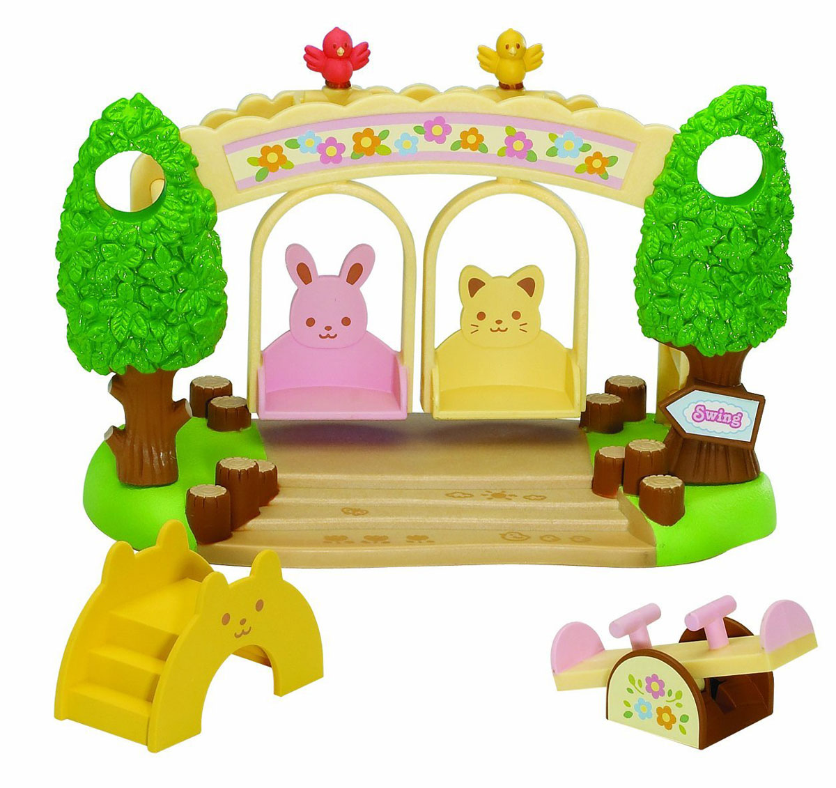 Игровой набор Детская площадка с качелями2635 Игровой набор Детская площадка с качелями2635Теперь малыши Sylvanian Families могут весело играть, благодаря детской площадке, которая состоит из игровой зоны с деревьями, двумя подвесными качелями, горкой и небольшими качелями для двоих. Компания была основана в 1985 году, в Японии. Sylvanian Families очень популярен в Европе и Азии, и, за долгие годы существования, компания смогла добиться больших успехов. 3 года подряд в Англии бренд Sylvanian Families был признан Игрушкой Года. Сегодня у героев Sylvanian Families есть собственное шоу, полнометражный мультфильм и сеть ресторанов, работающая по всей Японии. А главным событием уходящего года стала премьера мюзикла. Sylvanian Families - это целый мир маленьких жителей, объединенных общей легендой. Жители страны Sylvanian Families - это кролики, белки, медведи, лисы и многие другие. У каждого из них есть дом, в котором есть все необходимое для счастливой жизни. В городе, где живут герои, есть школа, больница, рынок, пекарня, детский сад и...