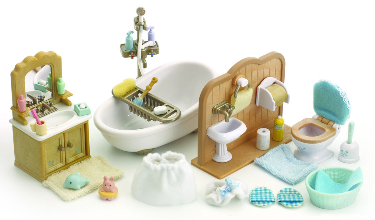 Sylvanian Families Игровой набор Ванная комната2952 Sylvanian Families Игровой набор Ванная комната2952Игровой набор Ванная комната привлечет внимание вашего ребенка и он сможет придумывать для жителей чудесной страны Sylvanian Families свои истории. Теперь у любимых героев вашего малыша есть своя ванная комната, в которую входит раковина, шкафчик, унитаз, держатель для туалетной бумаги, полотенце, душ, ванна и другие аксессуары. Компания была основана в 1985 году, в Японии. Sylvanian Families очень популярен в Европе и Азии, и, за долгие годы существования, компания смогла добиться больших успехов. 3 года подряд в Англии бренд Sylvanian Families был признан Игрушкой Года. Сегодня у героев Sylvanian Families есть собственное шоу, полнометражный мультфильм и сеть ресторанов, работающая по всей Японии. А главным событием уходящего года стала премьера мюзикла. Sylvanian Families - это целый мир маленьких жителей, объединенных общей легендой. Жители страны Sylvanian Families - это кролики, белки, медведи, лисы и многие другие. У каждого из них есть...