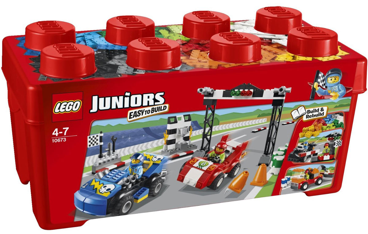 LEGO Juniors Конструктор Ралли на гоночных автомобилях 1067310673 LEGO Juniors Конструктор Ралли на гоночных автомобилях 1067310673Стартует самая захватывающая автогонка года! Постройте красный и синий гоночные автомобили и дорожные препятствия, подготовьте линию финиша и старта и сделайте все, чтобы выиграть гонку и получить кубок! В этом наборе для начинающих имеется все, что нужно ребенку для блестящих успехов в строительстве с LEGO. Набор также может быть прекрасным подарком. Соберите из набора оранжевый эвакуатор или суперскоростную черную гоночную машину и линию финиша. В наборе 350 элементов для сборки конструктора, а также 2 минифигурки автогонщиков. Конструктор - это один из самых увлекательнейших и веселых способов времяпрепровождения. Ребенок сможет часами играть с конструктором, придумывая различные ситуации и истории.