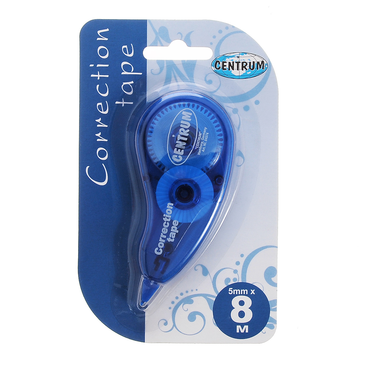 Centrum Корректирующая лента 5 мм х 8 м цвет синий84574_синий Centrum Корректирующая лента 5 мм х 8 м цвет синий84574_синийКорректирующая лента Centrum предназначена для быстрой и точной корректировки любого типа письма. Корректирующая полоса одинаково хорошо покрывает все типы чернил. Легко наносится на поверхность ровной непрерывной линией, позволяя сразу делать перезапись по скорректированному тексту. Поставляется в диспенсере, изготовленном из полупрозрачного пластика синего цвета, что обеспечивает визуальный контроль расхода ленты.