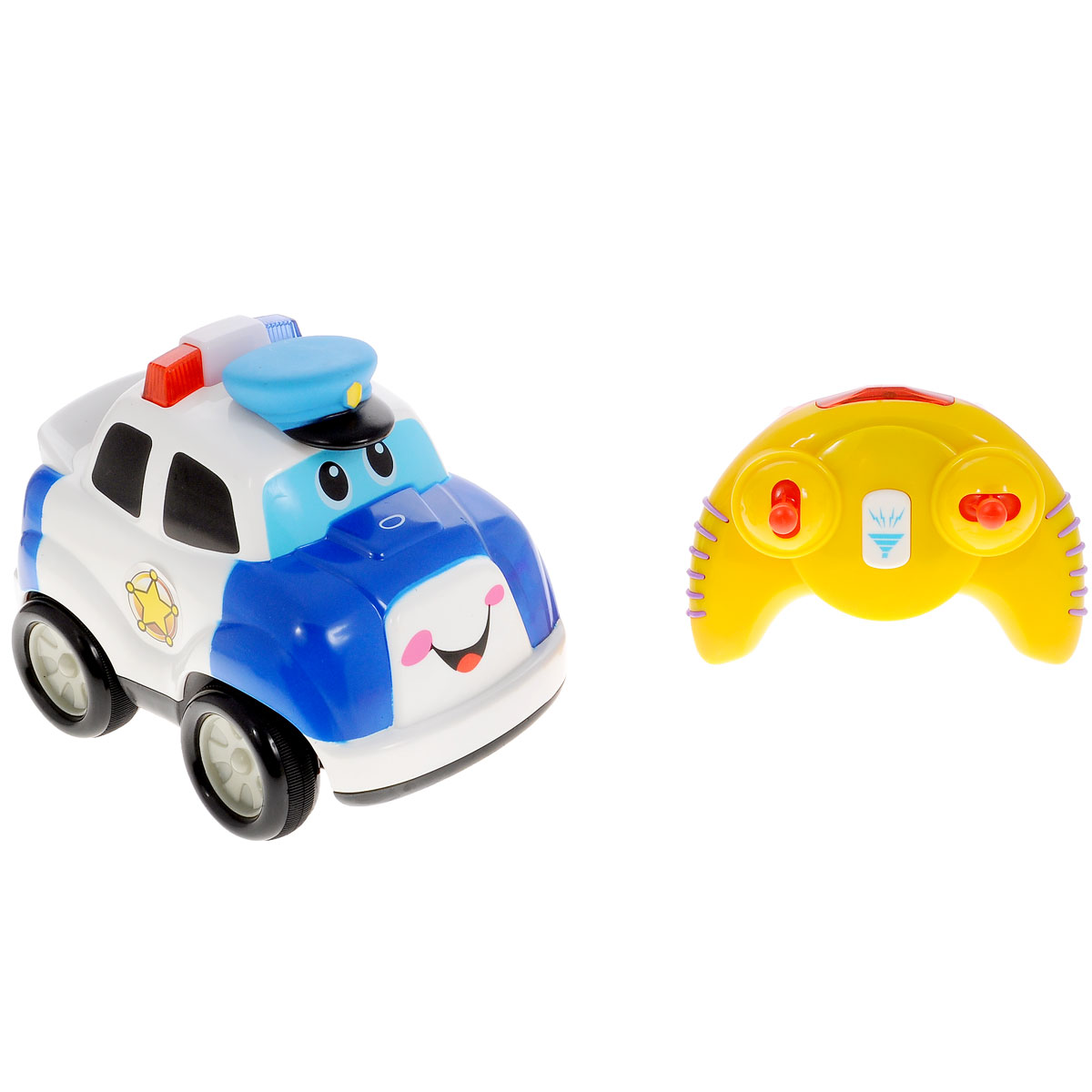 Kiddieland Развивающая игрушка Полицейский автомобильKID 042994 Kiddieland Развивающая игрушка Полицейский автомобильKID 042994Развивающая игрушка Kiddieland Полицейский автомобиль со световыми и звуковыми эффектами обязательно понравится малышу. Эта яркая забавная игрушка на радиоуправлении в виде полицейской машинки привлечет внимание любого мальчишки, ведь она издает разные звуки и мигает огоньками. Если нажать на кнопочку в виде фуражки, то машинка замигают огоньки и будет слышен звук мотора. Игрушка развивает мелкую моторику, мышление, зрительное и звуковое восприятие, повышает двигательную активность малышей. Рекомендуемый возраст: от 18 месяцев. Питание: 4 батарейки типа АА, 3 батарейки типа ААА (входят в комплект).