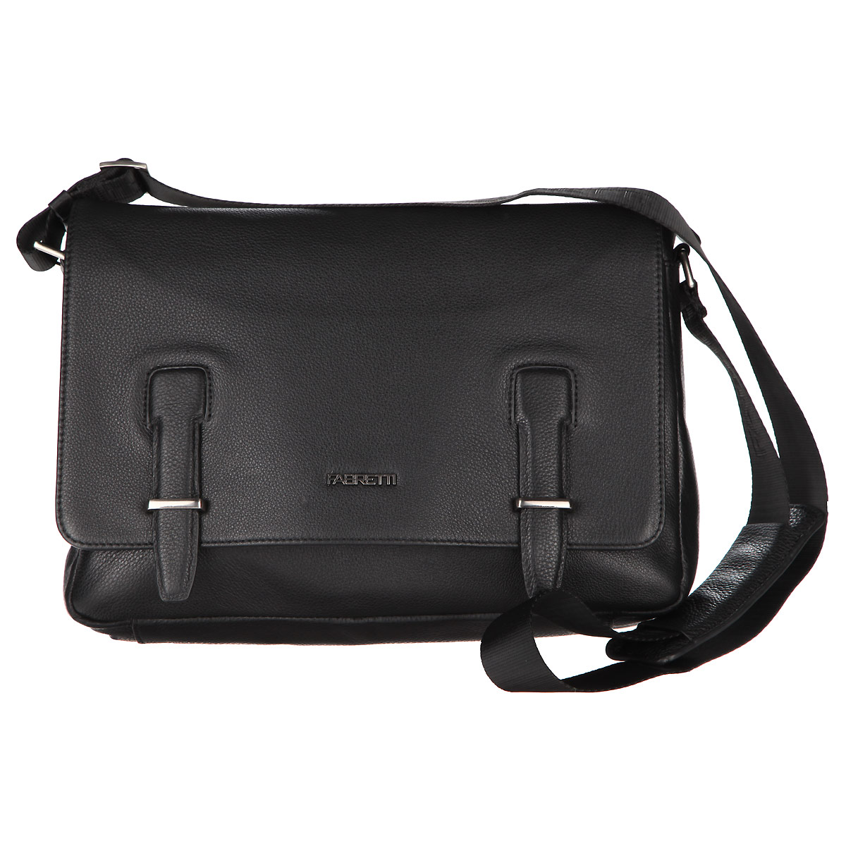 Сумка мужская Fabretti, цвет: черный. 6639FAB-B6639FAB-B black Сумка мужская Fabretti, цвет: черный. 6639FAB-B6639FAB-B blackСтильная мужская сумка Fabretti изготовлена из натуральной кожи. Модель имеет одно основное отделение, которое закрывается клапаном на магнитный замок. Внутри имеется два накладных открытых кармашка для телефона и мелочей, два держателя для авторучки и мягкий карман для планшета или небольшого ноутбука, который закрывается хлястиком на липучку. Снаружи на передней стенке под клапаном располагается карман на магнитной кнопке. На задней стенке имеется прорезной карман на застежке-молнии. Изделие оснащено текстильным плечевым ремнем, который регулируется по длине. Сумка упакована в фирменный чехол. Сумка Fabretti - идеальный выбор успешного делового мужчины.