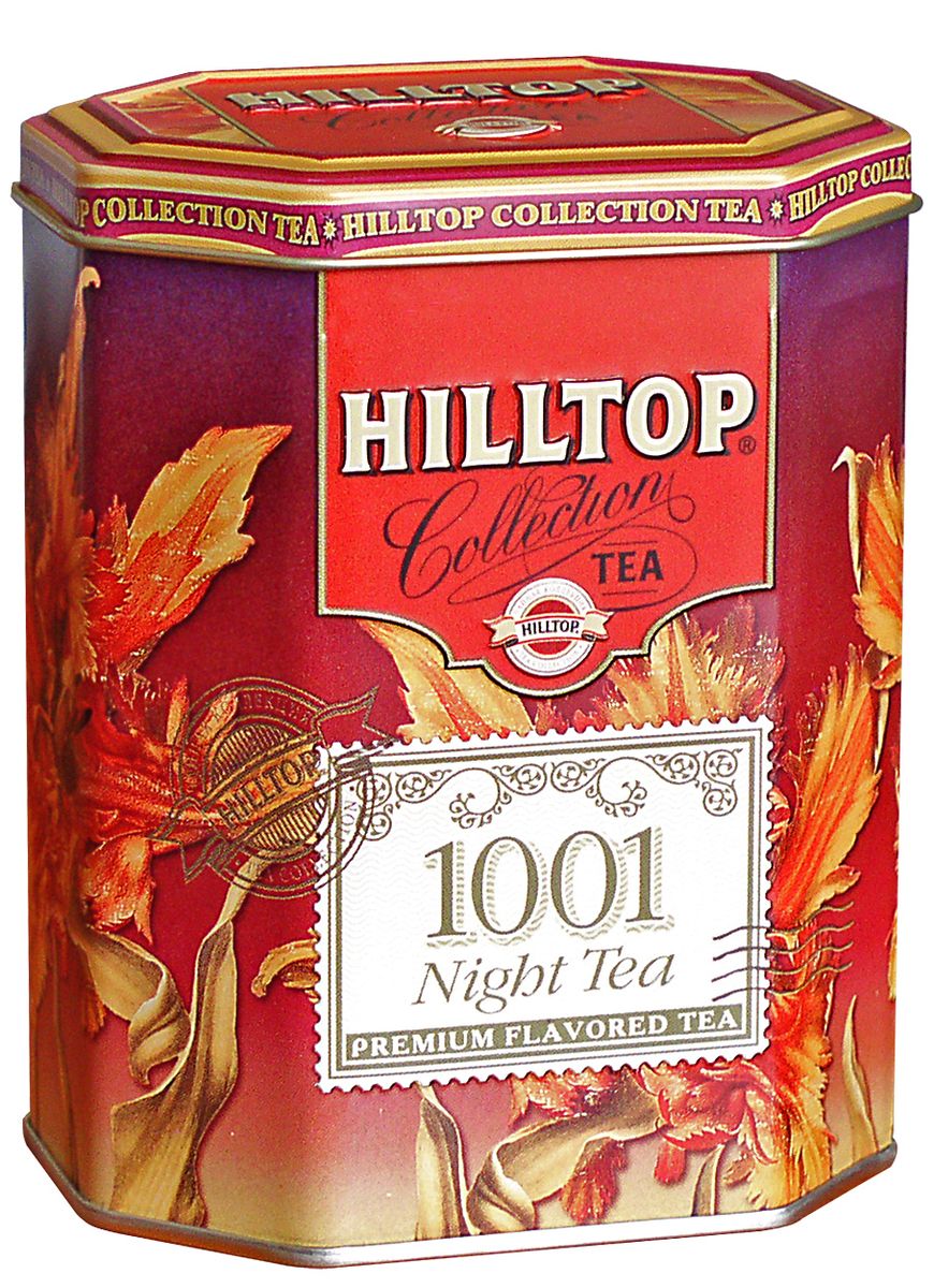 Hilltop 1001 Ночь ароматизированный листовой чай, 100 г4607099300149 Hilltop 1001 Ночь ароматизированный листовой чай, 100 г4607099300149Hilltop 1001 Ночь содержит в себе смесь чёрных и зелёных байховых чаёв с добавлением лепестков розы, жасмина, подсолнечника и сафлора. Ароматизирован натуральными маслами.