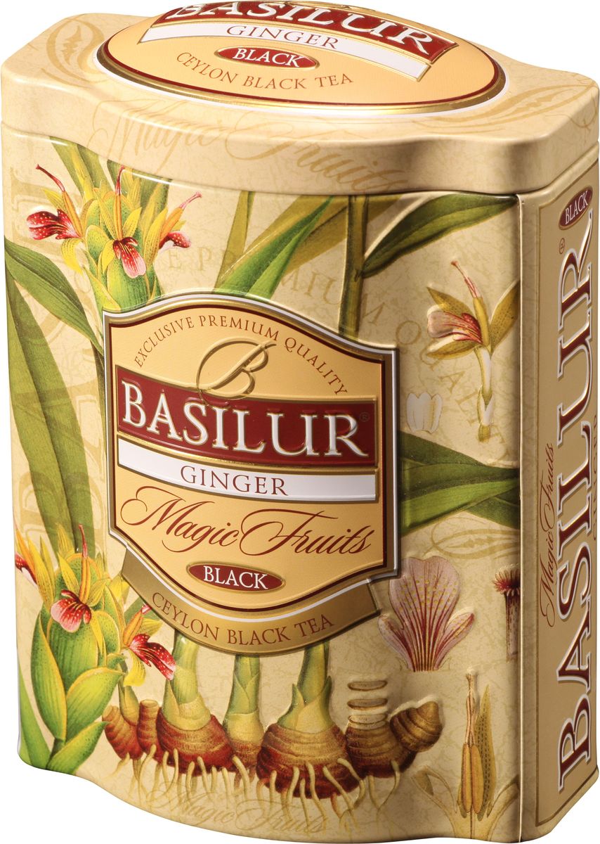 Basilur Ginger черный листовой чай, 100 г (жестяная банка)70432-00 Basilur Ginger черный листовой чай, 100 г (жестяная банка)70432-00Чёрный цейлонский байховый листовой чай Basilur Имбирь с кусочками яблока и имбиря, лимонным сорго, лепестками васильков и ароматом имбиря подарит вам пряную свежесть на весь день. Красивая подарочная упаковка несомненно порадует истинных ценителей чая!