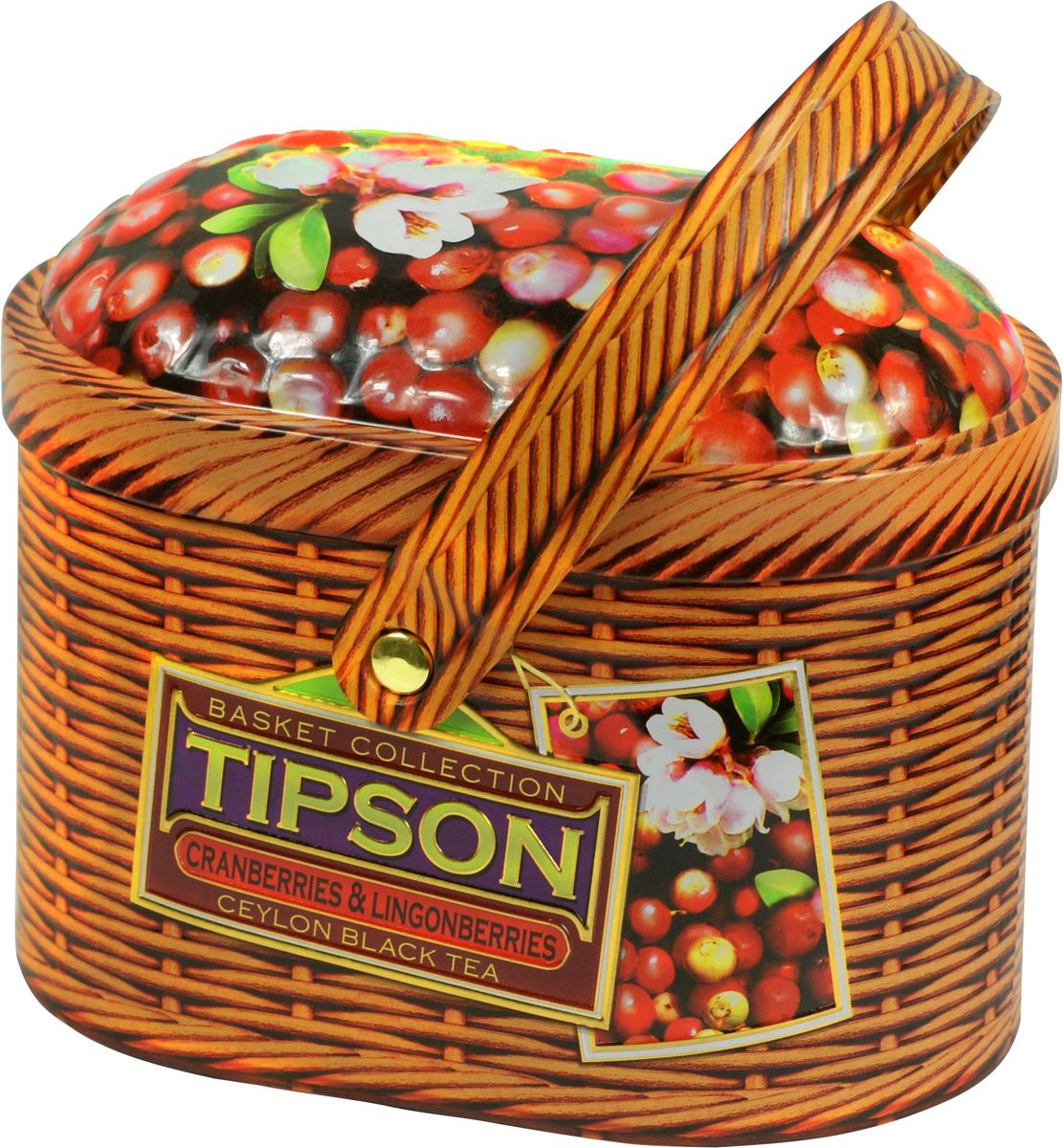 Tipson Cranberries and Lingonberries черный листовой чай, 100 г (жестяная банка)80086-00 Tipson Cranberries and Lingonberries черный листовой чай, 100 г (жестяная банка)80086-00Чай чёрный цейлонский байховый листовой Tipson Cranberries and Lingonberries с ягодами клюквы, китайской дерезы и ароматами брусники и ванили.