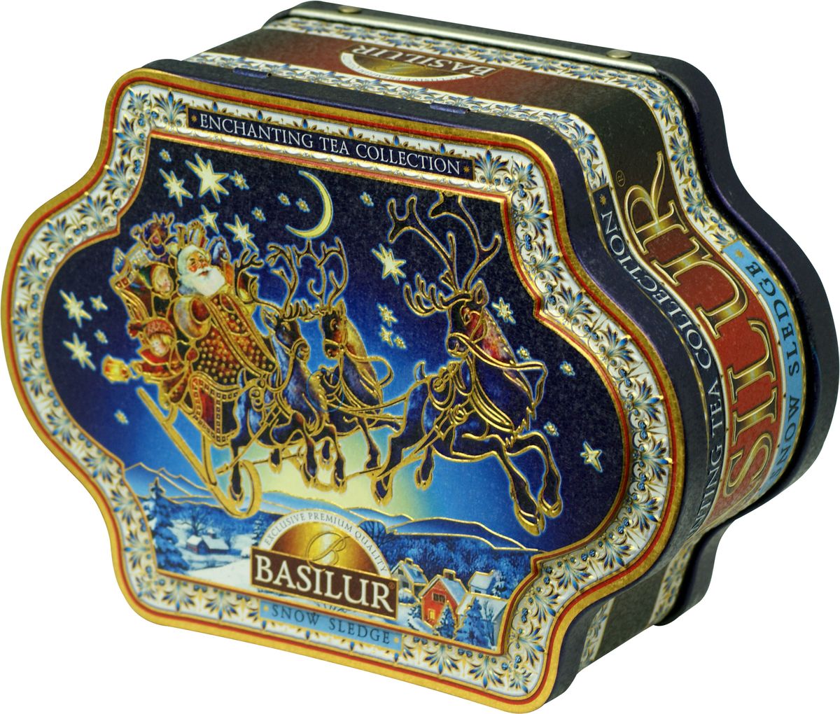 Basilur Snow sledge черный листовой чай, 100 г (жестяная банка)70883-00 Basilur Snow sledge черный листовой чай, 100 г (жестяная банка)70883-00Чай чёрный цейлонский байховый листовой Basilur Snow sledge с папайей, лепестками василька и ароматами клубники, нектарина, апельсина и персика.
