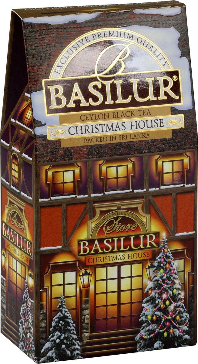 Basilur Christmas House черный листовой чай, 100 г71083-00 Basilur Christmas House черный листовой чай, 100 г71083-00Basilur Christmas House - черный байховый листовой чай с лепестками белого и красного василька, а также ароматами ванили, лимона и апельсина. Праздничная упаковка будет великолепно смотреться на новогоднем застолье в кругу семьи.