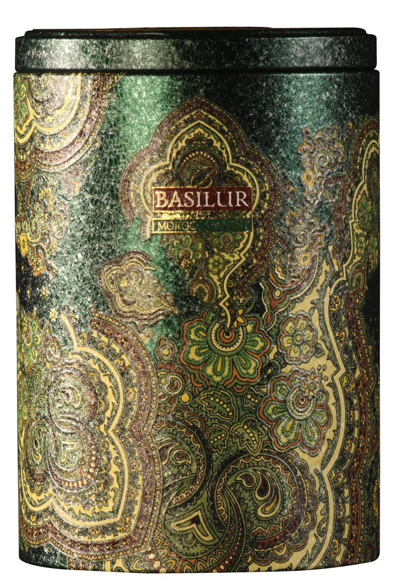 Basilur Moroccan Mint зеленый листовой чай, 100 г (жестяная банка)70226-00 Basilur Moroccan Mint зеленый листовой чай, 100 г (жестяная банка)70226-00Зелёный цейлонский байховый листовой чай Basilur Moroccan Mint с листьями и ароматом марокканской мяты прекрасно тонизирует в течение всего дня. Очень популярный на Востоке зеленый чай с ароматом марокканской мяты подарит свежесть, бодрость и энергию.