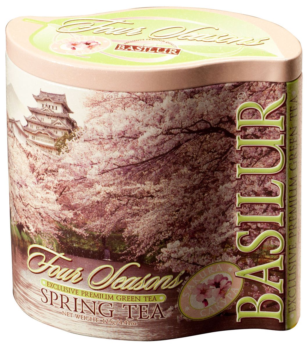 Basilur Spring Tea зеленый листовой чай, 125 г (жестяная банка)70257-00 Basilur Spring Tea зеленый листовой чай, 125 г (жестяная банка)70257-00Зелёный цейлонский байховый листовой чай Basilur Spring Tea с кусочками помело и вишни, лепестками василька и ароматом вишни послужит прекрасным сопровождением ваших будней и напомнит вам о теплых деньках! Нежная красота распускающихся бутонов сакуры, как символ наступающей весны будет всегда поражать ваше воображение, если вы пьёте этот чай с ароматом вишни.
