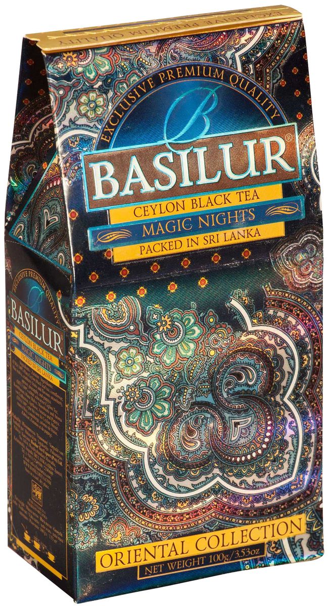 Basilur Magic Nights черный листовой чай, 100 г70424-00 Basilur Magic Nights черный листовой чай, 100 г70424-00Чай чёрный цейлонский байховый листовой Basilur Magic Nights с ягодами клюквы, лепестками цветов и ароматами клубники, абрикоса, ананаса и папайи. Настоящий цейлонский чай с натуральными ягодами и лепестками цветов от Basilur. Волшебный аромат каждой чашки этого напитка напомнит вам о мире восточной сказки.