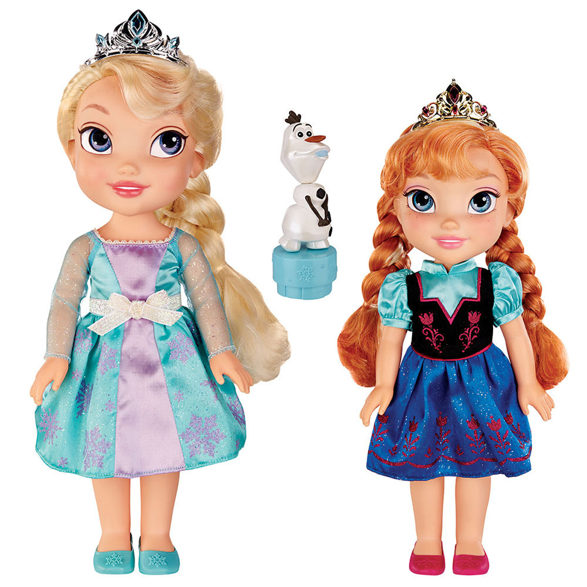 Disney Princess Игровой набор с мини-куклами Холодное cердце Эльза, Анна и Олаф310170 Disney Princess Игровой набор с мини-куклами Холодное cердце Эльза, Анна и Олаф310170Игровой набор Disney Frozen Холодное Сердце: Эльза, Анна и Олаф придется по душе каждой маленькой принцессе. В набор входят 2 очаровательные куклы - Эльза и Анна и их друг - веселый снеговик Олаф. Куклы одеты в прелестные платья с вышитыми рисунками, на ножках - туфельки. Головы Эльзы и Анны украшают изящные диадемы - как и положено настоящим принцессам! Волосы, заплетенные в косы, можно расчесывать. У куколок двигаются ручки, ножки и голова. Фигурка Олафа помещена на специальную подставку, при нажатии на которую снеговик забавно качает головой. Ваша малышка часами будет играть с набором, придумывая разные истории с героями любимого мультфильма. Порадуйте ее таким замечательным подарком!