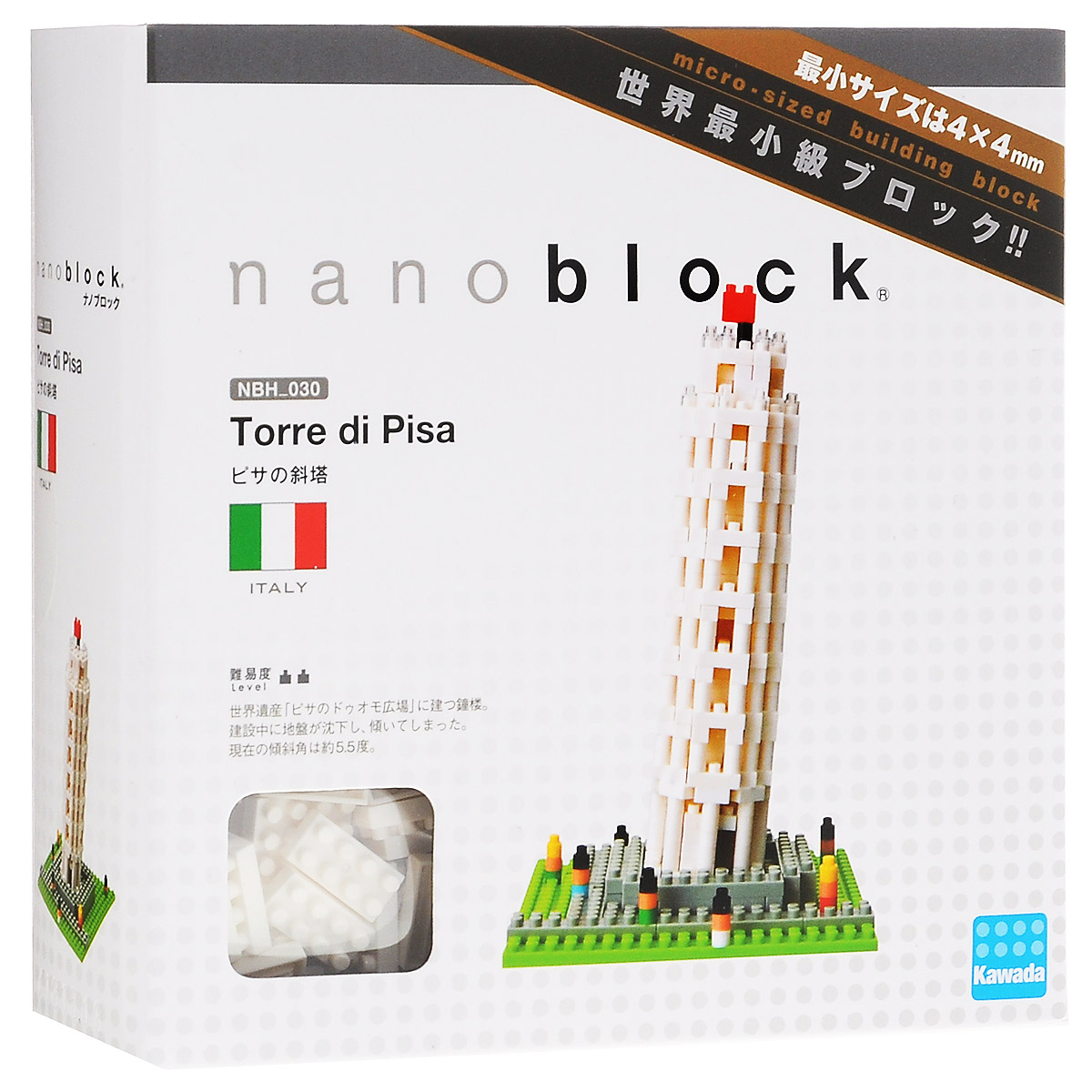 Nanoblock Мини-конструктор Пизанская башняNBH_030 Nanoblock Мини-конструктор Пизанская башняNBH_03056-метровую Падающую Пизанскую Башню, безусловно, можно отнести к достопримечательностям не только итальянским, но и к мировым. Очень часто это всемирно известное здание принято рассматривать как некое самостоятельное сооружение, стоящее где-то на отшибе и живущее своей самостоятельной жизнью… На самом деле это не так. Пизанская башня — часть ансамбля городского собора Санта-Мария Ассунта в Пизе, расположенного на Площади Чудес. Башня является колокольней собора и примыкает к его северо-восточному углу. Конечно, ни одна другая башня не сравнится по популярности с Пизанской, так что если бы не ее кривизна, то так и стояла бы она в одном ряду с сотнями и тысячами других средневековых колоколен, и не использовал бы ее Галилей для своих опытов, бросая предметы чтобы доказать, что скорость падения не зависит от веса падающего тела. В комплекте более 530 элементов, площадка-основание, цветная инструкция по сборке. Этот объект из коллекции Достопримечательности - один...
