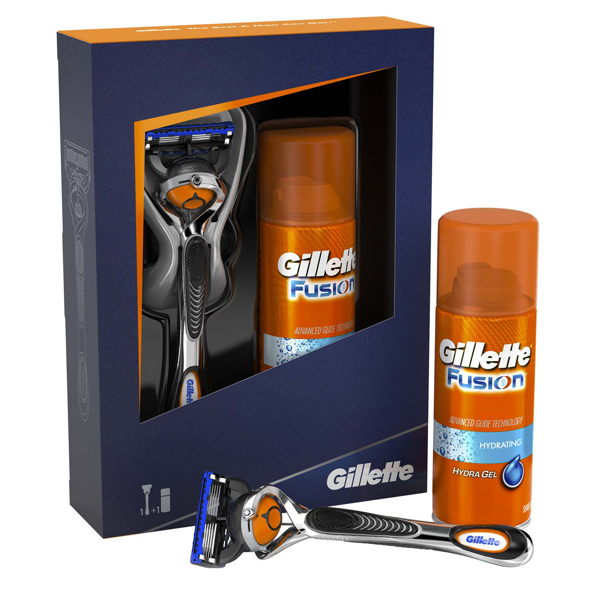 Gillette Подарочный набор Fusion ProGlide: (Бритва Fusion ProGlide с технологией FlexBall + Гель для бритья Fusion HydraGel)GIL-81528104 Gillette Подарочный набор Fusion ProGlide: (Бритва Fusion ProGlide с технологией FlexBall + Гель для бритья Fusion HydraGel)GIL-81528104Открой в нем агента 007! Продукты Fusion ProGlide — это самые передовые технологии бритья от Gillette! Состав набора: Бритва Gillette Fusion ProGlide с технологией FlexBall + Гель для бритья Gillette Fusion HydraGel Hydrating Увлажняющий (75 мл). Характеристики продукта - Бритва Fusion ProGlide с технологией FlexBall: - Технология FlexBall, позволяющая бритве двигаться в дополнительной плоскости. - Самые тонкие лезвия Gillette для революционного скольжения и гладкости бритья (первые четыре лезвия по сравнению с Fusion). - Кассета с пятью лезвиями обеспечивает меньшее давление на кожу, уменьшая раздражение (по сравнению с Mach3). - Увеличенная смазывающая полоска с добавлением минеральных масел (по сравнению с Fusion). - Каналы для удаления излишков геля. - Улучшенное лезвие-триммер на обратной стороне кассеты (по сравнению с Fusion). - Стабилизатор лезвий. Характеристики продукта - Гель для бритья Fusion HydraGel: - Чистое, гладкое, комфортное бритье. -...