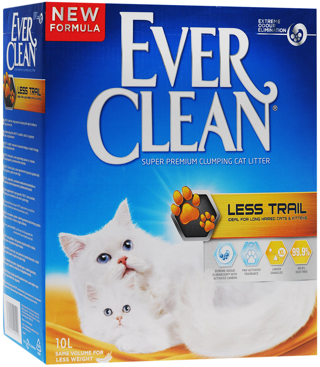 Наполнитель для кошачьего туалета Ever Clean Less Trail, комкующийся, для длинношерстных кошек, 10 л330106 Наполнитель для кошачьего туалета Ever Clean Less Trail, комкующийся, для длинношерстных кошек, 10 л330106Наполнитель Ever Clean Less Trail - это элитная серия высококачественных комкующихся наполнителей с уникальными свойствами. Наполнитель состоит из специально обработанной и очищенной от пыли глины. Гранулы наполнителя обладают уникальными впитывающими свойствами и содержат активный компонент, который уничтожает запах, связанный с развитием микробов. В ядро каждой гранулы помещен специальным образом обработанный активированный уголь для максимального контроля запахов. Гранулы наполнителя не только отлично впитывают, но и образуют крепкие трудноразбиваемые комки. Благодаря крупным гранулам, он меньше разбрасывается по сторонам и не прилипает к шерсти, идеально подходит для длинношерстных кошек. Состав: глина, активированный уголь. Объем: 10 л. УВАЖАЕМЫЕ КЛИЕНТЫ! Обращаем ваше внимание на ассортимент в дизайне упаковки товара. Поставка осуществляется в зависимости от наличия на складе.