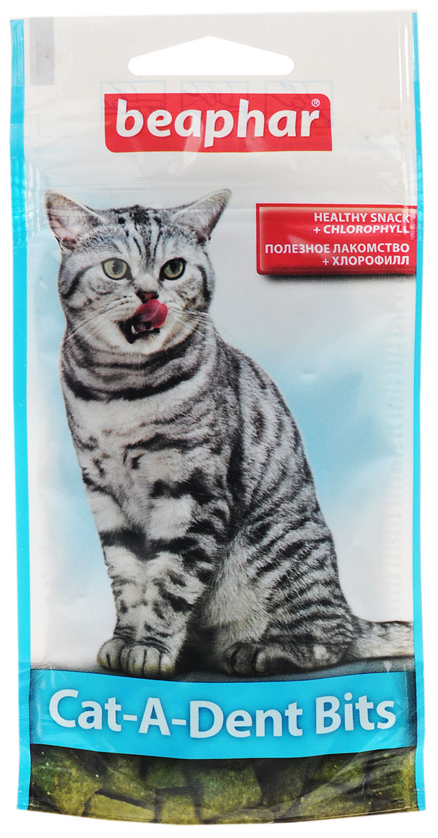 Лакомство для кошек Beaphar Cat-A-Dent-Bits, подушечки для чистки зубов с хлорофиллом, 35 г16395 Лакомство для кошек Beaphar Cat-A-Dent-Bits, подушечки для чистки зубов с хлорофиллом, 35 г16395Подушечки для чистки зубов у кошек Beaphar Cat-A-Dent-Bits специально разработаны для сохранения зубов кошек чистыми. Большинство кошек имеют проблемы с зубами, в основном, вызванные образованием налета и зубного камня. Эти подушечки заполнены хлорофиллом, натуральным экстрактом растений, хорошо известным своей способностью поглощать неприятные запахи. Подушечки также обогащены фторидом для укрепления зубов от действия зубного налета. Состав: зерновые, продукты растительного происхождения, минеральные вещества, мясо птицы и продукты животного происхождения. Анализ: протеин 29%, клетчатка 2,6%, жиры 8,7%, зола 5,4%, влажность 9%, кальций 0,28%, фосфор 0,73%, натрий 0,1%, калий 0,4%, магний 0,12%. Добавки на 1 кг: витамин А 4480 МЕ, витамин В1 4 мг, антиоксиданты, красители, хлорофилл 1200 мг. Товар сертифицирован.