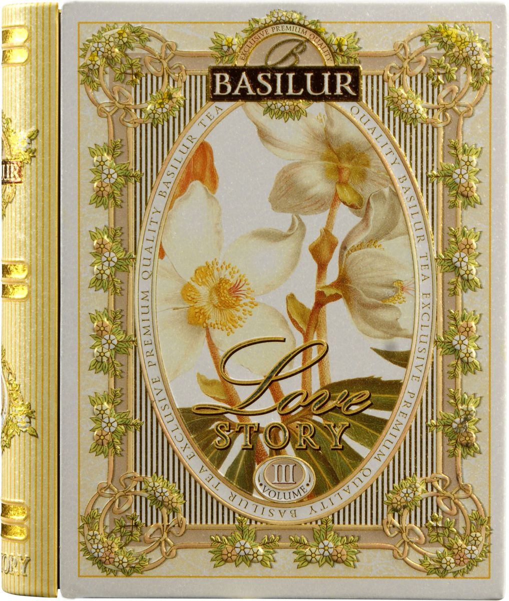 Basilur Tea Book. Love Story mini III зеленый листовой чай, 25 г (жестяная банка)70875-00 Basilur Tea Book. Love Story mini III зеленый листовой чай, 25 г (жестяная банка)70875-00Зелёный цейлонский байховый листовой чай Basilur Tea Book с лепестками амаранта и ароматами ананаса и кокоса прекрасно освежает и тонизирует. Необычная упаковка в форме небольшой книги станет приятным подарком для близких людей и любых ценителей чая!