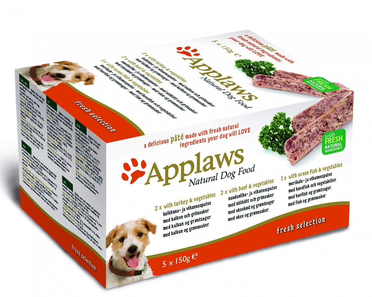 Набор для Собак Индейка, Говядина, Океаническая рыба, 5шт.*150г (Dog Pate MP Fresh Selection- Turkey, beef, ocean fish), 750 г10298 Набор для Собак Индейка, Говядина, Океаническая рыба, 5шт.*150г (Dog Pate MP Fresh Selection- Turkey, beef, ocean fish), 750 г10298Нежный паштет Applaws – это полнорационная порция мясного/рыбного мусса с добавлением всех необходимых для собаки витаминов и минералов. Упаковка в виде алюминиевого контейнера прекрасно сохраняет качество ингредиентов и его непревзойденный вкус. Набор состоит из: -2 х Индейка с овощами Условия хранения: в прохладном темном месте