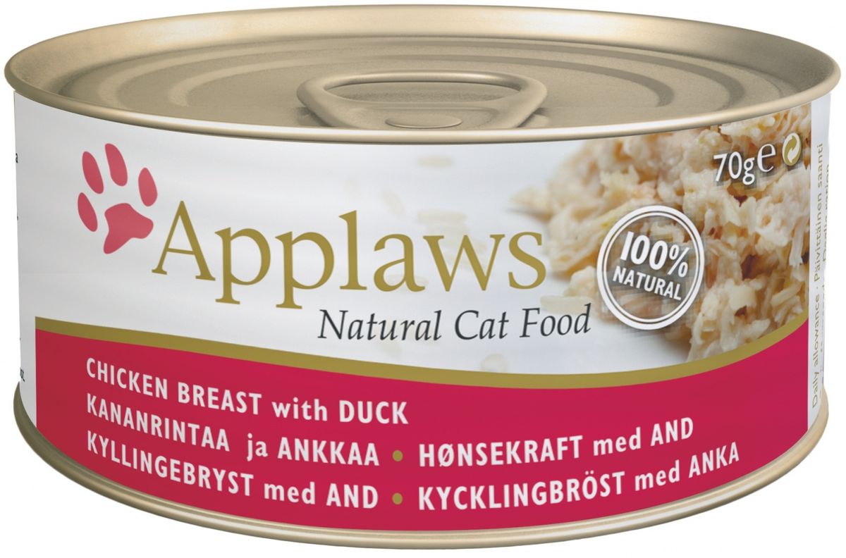 Консервы для Кошек с Курицей и Уткой (Cat Chicken & Duck), 70 г24338 Консервы для Кошек с Курицей и Уткой (Cat Chicken & Duck), 70 г24338Один из девизов компании Applaws – “Все только натуральное и качественное!”. Поэтому вся продукция выпускается согласно строгому регламенту качества, каждая партия продукции проходит обязательную проверку и анализы. Консервы изготовлены из свежего мяса 75%, приготовленного в собственном бульоне 24%. В состав каждого рецепта входит только три/четыре основных ингредиента и ничего более. Не содержит ГМО, синтетических консервантов или красителей. Не содержит вкусовых добавок. Состав: Филе куриной грудки 70%, куриный бульон, филе утки 5%, рис. Гарантированный анализ: Белок 15%, Клетчатка 1%, Жиры 0,1%, Зола 3%, Влага 80%. Условия хранения: в прохладном темном месте