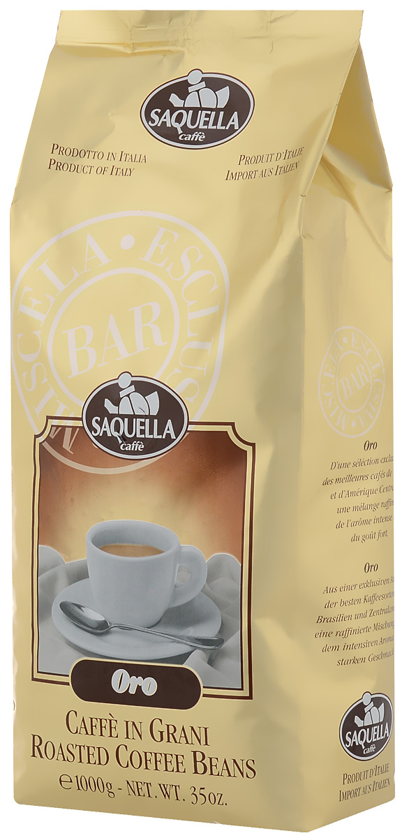Saquella Oro кофе в зернах, 1000 г8002650000340 Saquella Oro кофе в зернах, 1000 г8002650000340Saquella Oro - изысканная комбинация лучших сортов арабики и робусты с экзотического острова Ява позволяет получить очень яркий букет вкуса. Высокая плотность, умеренная терпкость и стойкий интенсивный аромат удачно гармонируют с низким содержанием кофеина. Сорт станет идеальным дополнением к романтическому вечеру.