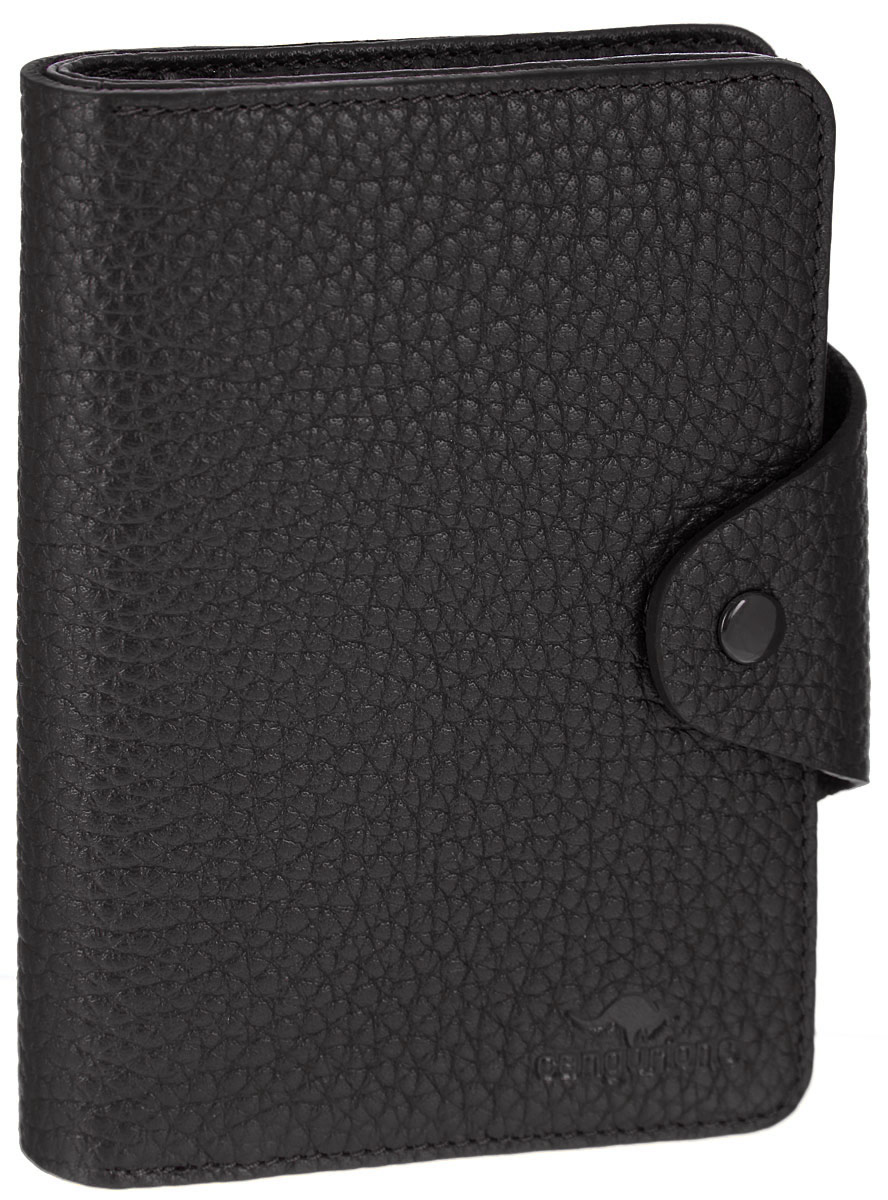Портмоне Cangurione, цвет: черный. 2135-0012135-001 F/Black Портмоне Cangurione, цвет: черный. 2135-0012135-001 F/BlackОригинальное портмоне Cangurione станет стильным аксессуаром, идеально подходящим вашему образу. Портмоне выполнено из натуральной кожи с фактурным тиснением и закрывается на клапан с кнопкой. Модель имеет лицевой накладной карман для мелочи, закрывающийся на клапан. Внутри одно отделение для купюр, два окошка с сеточкой для фото, восемь скрытых карманов и девять прорезей для пластиковых карт или визиток. Упаковано портмоне в фирменную коробку. Такое портмоне станет замечательным подарком человеку, ценящему качественные и практичные вещи.