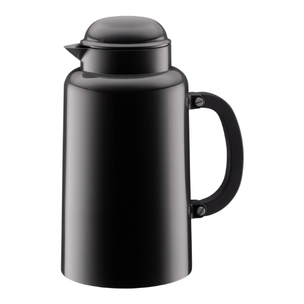 Термокувшин Bodum Chambord, цвет: черный, 1 л10886-01TL Термокувшин Bodum Chambord, цвет: черный, 1 л10886-01TLТермокувшин Bodum Chambord сохраняет определенную температуру напитков на протяжении длительного времени. Внутренние стенки термокувшина изготовлены из двух слоев высококачественной нержавеющей стали. В промежутке между ними создан вакуум - это помогает сохранять температуру внутри. Внешний корпус изготовлен из прочного пластика. Термокувшин надежно закрывается завинчивающейся крышкой. Термокувшин Bodum Chambord займет достойное место на вашей кухне, а благодаря оригинальному дизайну станет украшением кухонного интерьера. Высота термокувшина (с учетом крышки): 23,5 см. Диаметр основания термокувшина: 12,5 см.