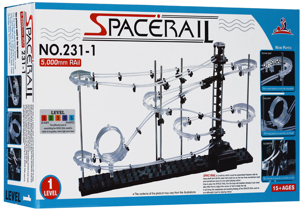 Space Rail Конструктор Уровень 1231-1 Space Rail Конструктор Уровень 1231-1Конструктор Space Rail - космическая трасса, увлечет всю семью от мала до велика! Начальные уровни конструктора можно рекомендовать детям от 8 лет, при этом им, конечно, понадобится помощь взрослого. Процесс сборки доставит удовольствие и детям и родителям, а запуск космической трассы приведет во всеобщий восторг. Готовая сборка напоминает аттракцион американские горки. Вы сами сможете строить захватывающие дороги, виражи и петли, задавать траектории, по которым стремительно проносятся шарики. Это интереснейший аттракцион, за которым можно наблюдать часами. В комплект входят: рельсы, пластины основы, алюминиевые опоры, направляющие, кольцевые, автоматический подъемный механизм для шариков и схематичная инструкция по сборке. Сборка конструктора позволяет развить у ребенка целеустремленность, пространственное мышление и фантазию. Порадуйте его таким замечательным подарком! Характеристики: Материал: металл, пластик. Длина трассы: 5...