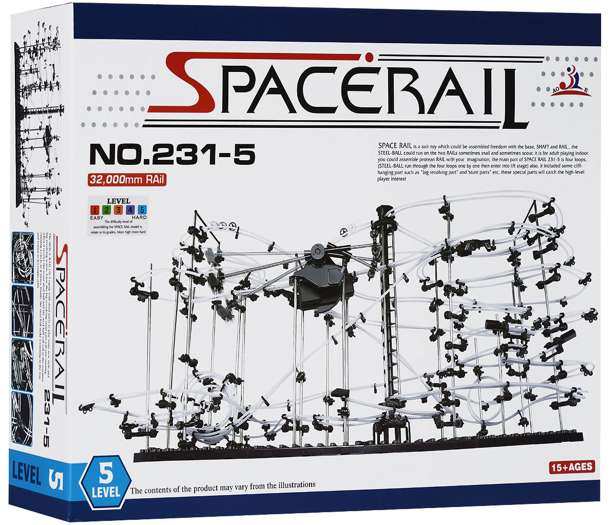 Space Rail Конструктор Уровень 5 231-5231-5 Space Rail Конструктор Уровень 5 231-5231-5Конструктор Space Rail - космическая трасса, представляет собой отличную пространственную головоломку, которая увлечет всю семью от мала до велика! Процесс сборки доставит удовольствие и детям, и родителям, а запуск космической трассы приведет всех в восторг. Вы сможете построить захватывающие дороги общей длиной до 32 метров и сами задать траектории, по которым стремительно будут проноситься металлические шарики. Это интереснейший аттракцион, напоминающий американские горки, за которым можно наблюдать часами. Комплект включает элементы для сборки модели, 5 металлических шариков и схематичную инструкцию (на китайском и английском языках). Сборка конструктора поможет ребенку развить пространственное мышление и фантазию. Собранная модель станет изюминкой вашего дома и привлечет внимание окружающих. Вы и ваш ребенок сможете гордиться тем, что самостоятельно собрали такой аттракцион. Характеристики: Материал: пластик, металл. ...