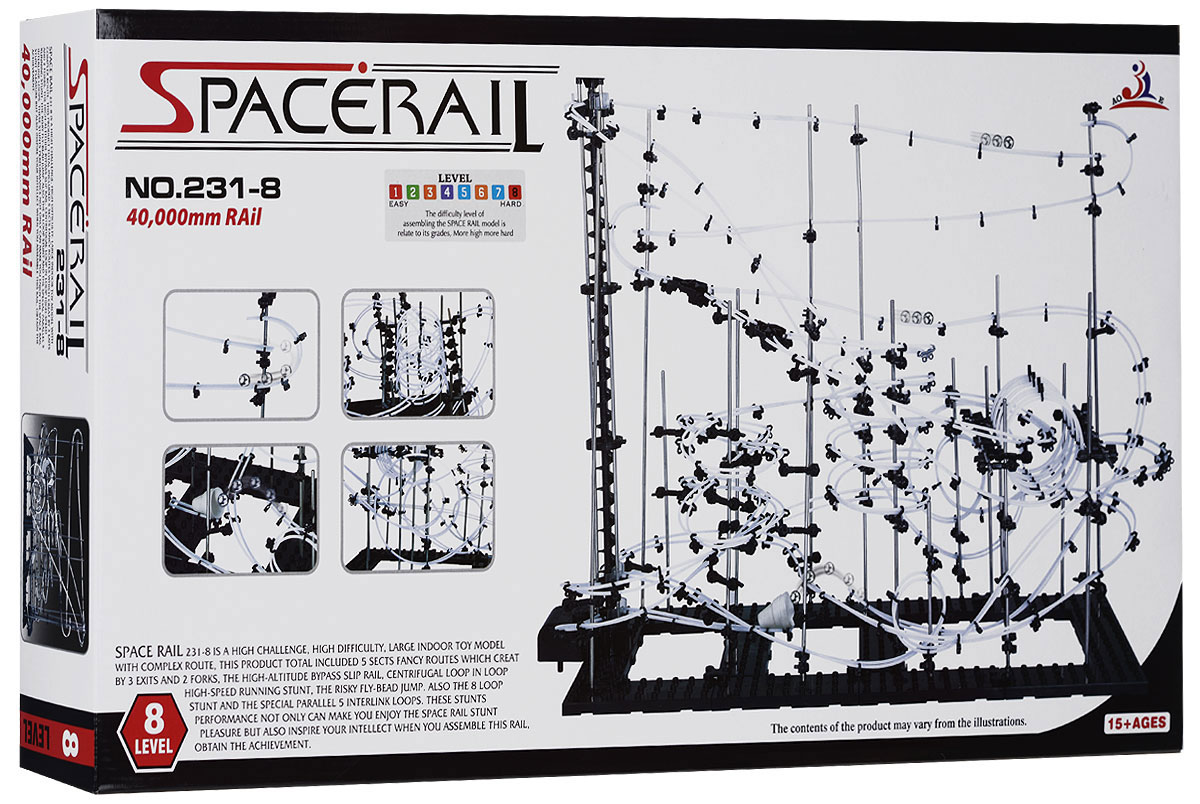Space Rail Конструктор Уровень 8 231-8231-8 Space Rail Конструктор Уровень 8 231-8231-8Конструктор Space Rail - космическая трасса, представляет собой отличную пространственную головоломку, которая увлечет всю семью от мала до велика! Процесс сборки доставит удовольствие и детям, и родителям, а запуск космической трассы приведет всех в восторг. Вы сможете построить захватывающие дороги общей длиной до 40 метров и сами задать траектории, по которым стремительно будут проноситься металлические шарики. Это интереснейший аттракцион, напоминающий американские горки, за которым можно наблюдать часами. Комплект включает элементы для сборки модели, 10 металлических шариков, а также схематичную инструкцию, которая позволит собрать конструкцию правильно и быстро. Сборка конструктора поможет ребенку развить пространственное мышление и фантазию. Собранная модель станет изюминкой вашего дома и привлечет внимание окружающих. Вы и ваш ребенок сможете гордиться тем, что самостоятельно собрали такой аттракцион.