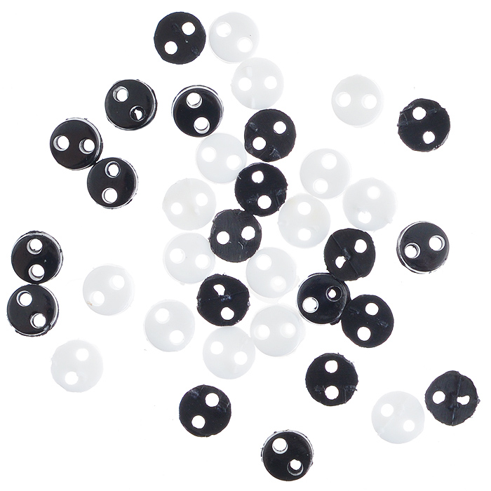 Пуговицы декоративные Buttons Galore & More Tiny Buttons, цвет: белый, черный, диаметр 4 мм, 40 шт7708739 Пуговицы декоративные Buttons Galore & More Tiny Buttons, цвет: белый, черный, диаметр 4 мм, 40 шт7708739Набор Buttons Galore & More Tiny Buttons состоит из круглых декоративных пуговиц. Изделия выполнены из пластика. Такие пуговицы подходят для любых видов творчества: скрапбукинга, декорирования, шитья, изготовления кукол, а также для оформления одежды. С их помощью вы сможете украсить открытку, фотографию, альбом, подарок и другие предметы ручной работы. Пуговицы разных цветов имеют оригинальный и яркий дизайн. Диаметр пуговицы: 0,4 см.