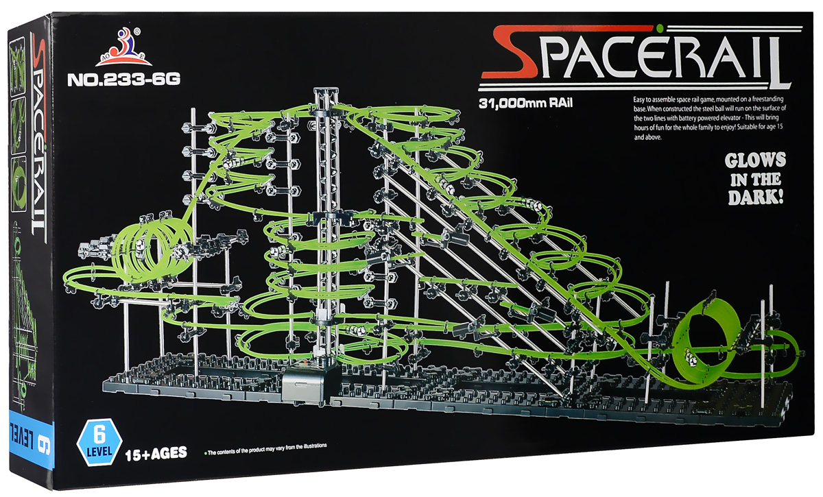 Space Rail Конструктор Glow In The Dark уровень 6 3100 см233-6G Space Rail Конструктор Glow In The Dark уровень 6 3100 см233-6GКонструктор Space Rail - космическая трасса, представляет собой отличную пространственную головоломку, которая увлечет всю семью от мала до велика! Процесс сборки доставит удовольствие и детям, и родителям, а запуск космической трассы приведет всех в восторг. Вы сможете построить захватывающие дороги и сами задать траектории, по которым стремительно будут проноситься металлические шарики. Это интереснейший аттракцион, напоминающий американские горки, за которым можно наблюдать часами. Особенностью данного конструктора является наличие светящейся в темноте трассы. Сборка конструктора поможет ребенку развить пространственное мышление и фантазию. Собранная модель станет изюминкой вашего дома и привлечет внимание окружающих. Вы и ваш ребенок сможете гордиться тем, что самостоятельно собрали такой аттракцион. Длина трассы: 3100 см. Для работы игрушки необходима 1 батарейка типа С (не входит в комплект).