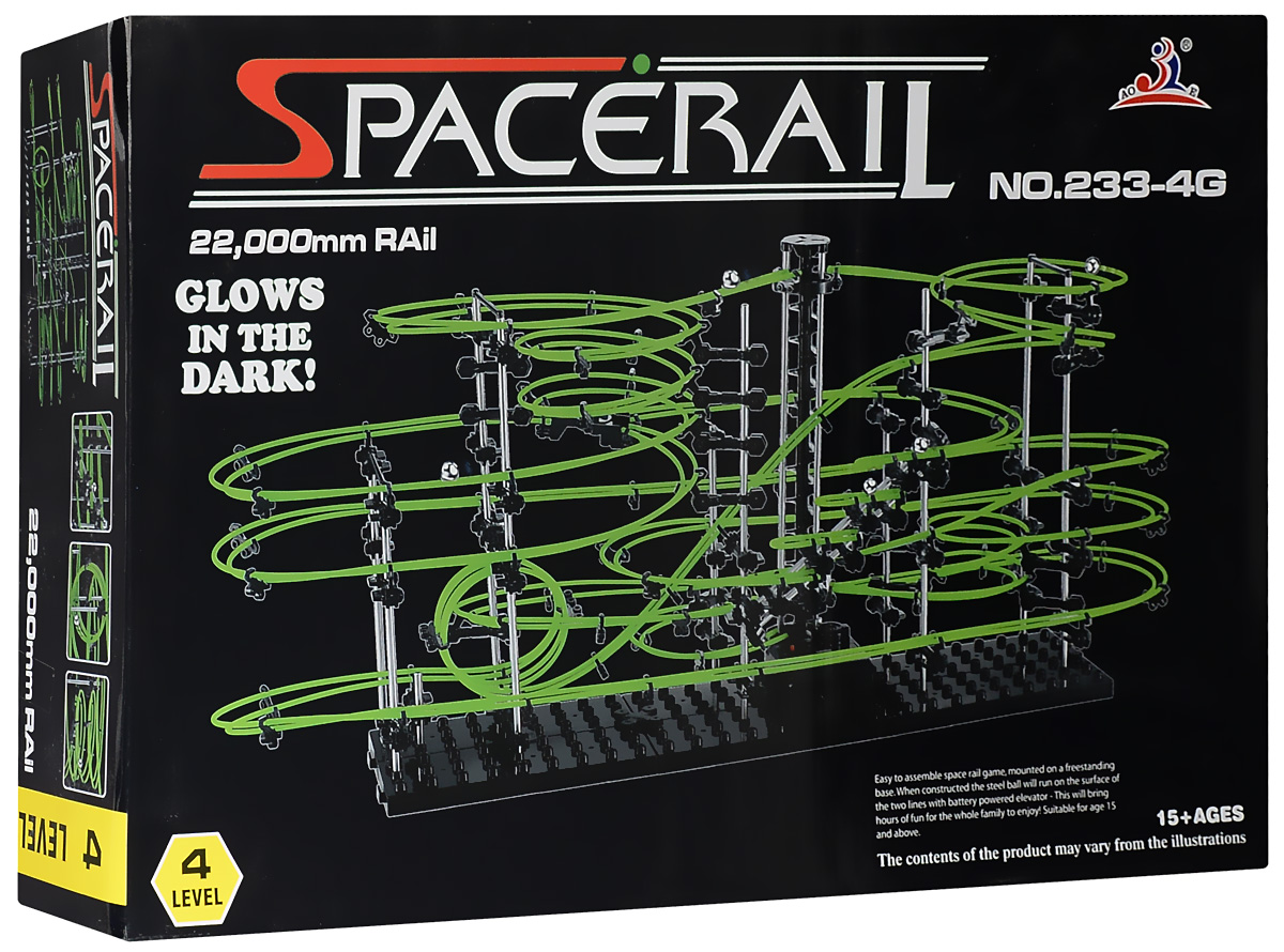 Space Rail Конструктор Glow In The Dark уровень 4 220 см233-4G Space Rail Конструктор Glow In The Dark уровень 4 220 см233-4GКонструктор Space Rail - космическая трасса, представляет собой отличную пространственную головоломку, которая увлечет всю семью от мала до велика! Процесс сборки доставит удовольствие и детям, и родителям, а запуск космической трассы приведет всех в восторг. Вы сможете построить захватывающие дороги и сами задать траектории, по которым стремительно будут проноситься металлические шарики. Это интереснейший аттракцион, напоминающий американские горки, за которым можно наблюдать часами. Особенностью данного конструктора является наличие светящейся в темноте трассы. Сборка конструктора поможет ребенку развить пространственное мышление и фантазию. Собранная модель станет изюминкой вашего дома и привлечет внимание окружающих. Вы и ваш ребенок сможете гордиться тем, что самостоятельно собрали такой аттракцион. Длина трассы: 220 см. Для работы игрушки необходима 1 батарейка типа С (не входит в комплект).