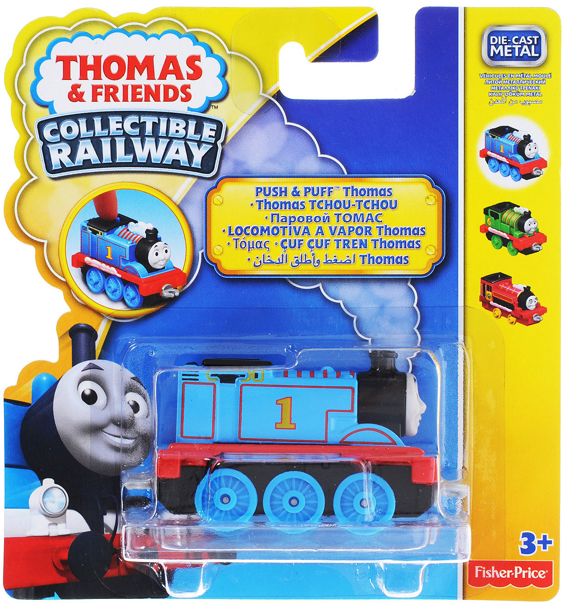 Thomas&Friends Паровозик Паровой ТомасCHC68синий Thomas&Friends Паровозик Паровой ТомасCHC68синийИгрушка Thomas&Friends Паровозик Паровой Томас привлечет внимание вашего малыша и не позволит ему скучать. Паровозик выполнен из металла и пластика в виде персонажа популярного мультсериала Томас и его друзья (Thomas & Friends). Томас - маленький паровозик с задорным характером. Он всегда стремится сделать все быстрее и лучше остальных, из-за чего часто попадает в разные истории. Колесики паровозика вращаются. При нажатии на кнопку на крыше паровозика из трубы и из-под корпуса выдвигаются полупрозрачные стержни, имитирующие клубы дыма. Ваш ребенок будет часами играть с этим паровозиком, придумывая различные истории. Порадуйте своего малыша такой замечательной игрушкой!