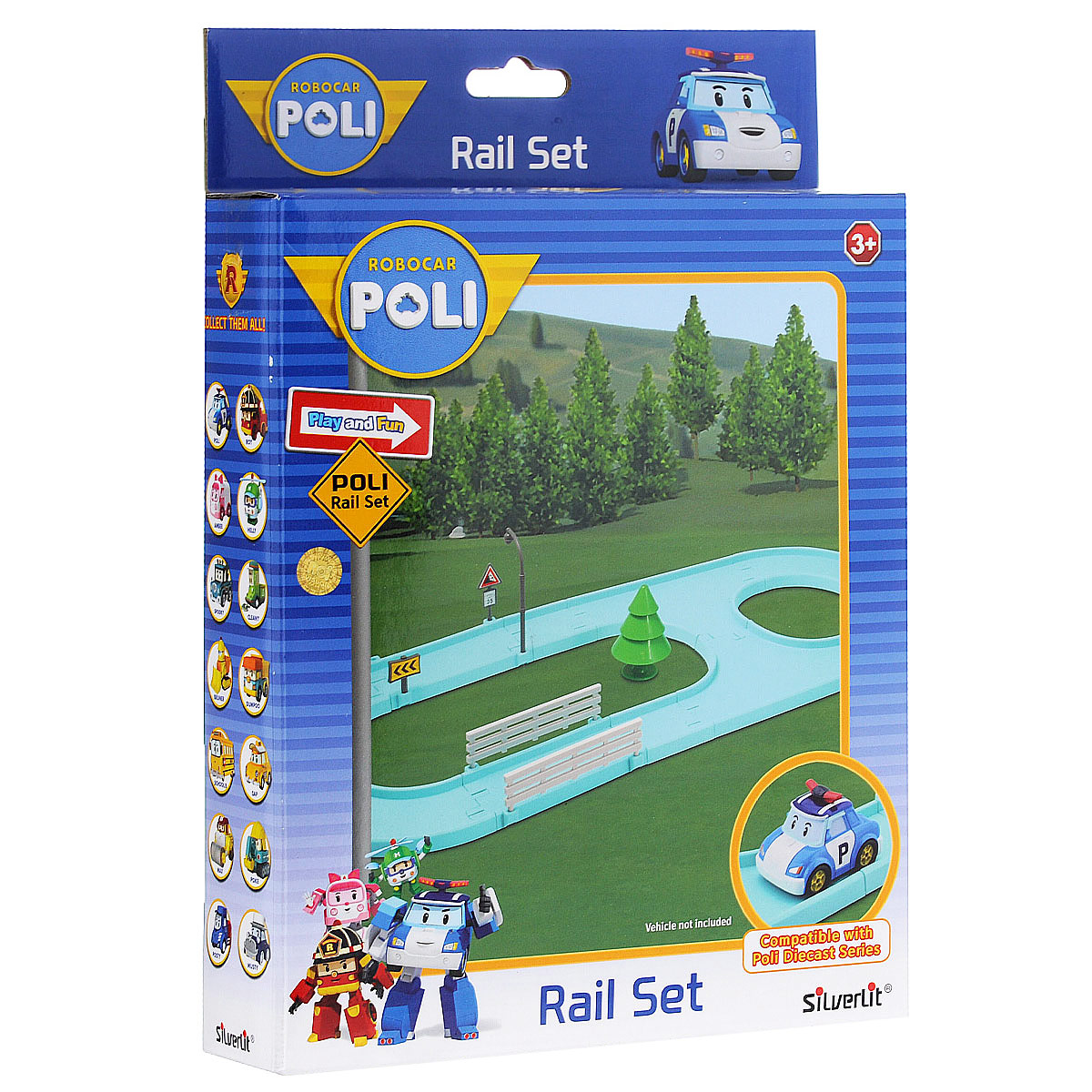 Robocar Poli Игровой набор Гоночный трек для металлических машинок83249 Robocar Poli Игровой набор Гоночный трек для металлических машинок83249Игровой набор Robocar Poli Гоночный трек для металлических машинок создан специально для маленьких гонщиков. В него входят 10 элементов для сборки трека, 2 ограждения, 2 дорожных знака, елочка и дорожный столбик. Элементы набора выполнены из прочного пластика. Трек – это сборная дорога для игр с машинками на полу в комнате. В этом треке края дороги немного приподняты, благодаря чему машинки не вылетают с трассы. Трек собирается в одном из трех вариантов. В сборке поможет схематичная инструкция. Игровой набор познакомит малыша с правилами дорожного движения. Ваш ребенок будет в восторге от такого подарка! Машинки в комплект не входят.