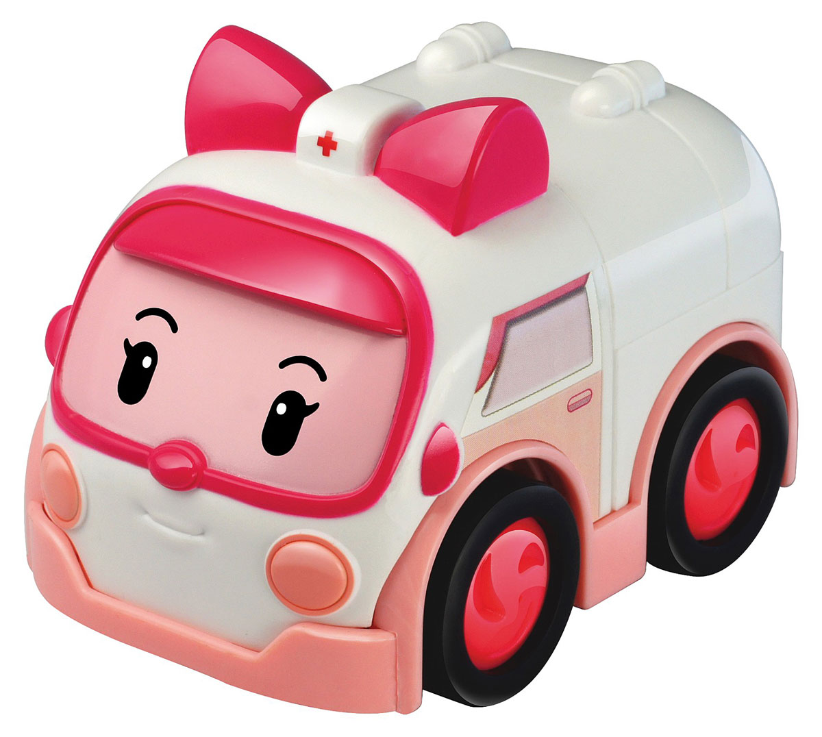 Robocar Poli Машинка инерционная Эмбер83182 Robocar Poli Машинка инерционная Эмбер83182Яркая машинка Poli Эмбер непременно понравится вашему малышу. Она выполнена из прочного материала в виде Эмбер - персонажа популярного мультсериала Robocar Poli. Машинка оснащена инерционным механизмом. Стоит откатить игрушку назад, слегка надавив на крышу, затем отпустить - и Эмбер быстро поедет вперед. Благодаря небольшому размеру ребенок сможет машинку с собой на прогулку, в поездку или в гости. Порадуйте своего малыша таким замечательным подарком!