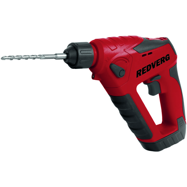 Перфоратор аккумуляторный RD-RH14,4V RedVergRD-RH14,4V Перфоратор аккумуляторный RD-RH14,4V RedVergRD-RH14,4VАккумуляторный перфоратор предназначен для ударного сверления в бетоне, кирпиче и камне в домашних условиях. Инструмент рассчитан на использование буров с хвостовиком SDS-plus и диаметром рабочей части до 10мм. Преимущества перфоратора RD-RH14,4V RedVerg: Оснащен тормозом выбега для мгновенной остановки патрона после прекращения работы. Современный дизайн. Привлекательный внешний вид. Компактные размеры позволяют комфортно работать в труднодоступных местах. Li-ion аккумуляторы не требуют обслуживания, отсутствует эффект памяти, низкий саморазряд. 2-х режимный: сверление с ударом, сверление без удара. В комплект входит быстрозарядное устройство, заряжает аккумулятор в течении 1-го часа. патрон БЗП-13мм с переходником SDS Plus, 1 батарея, буры SDS Plus, пластиковый кейс.