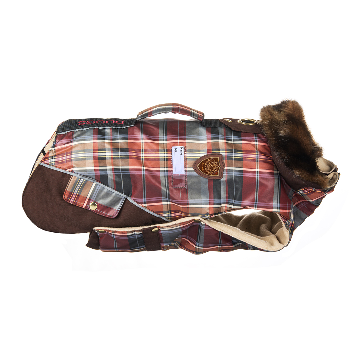 Попона для собак Dogmoda Doggs, для девочки, цвет: бордовый, коричневый. Размер XLDM-140551 Попона для собак Dogmoda Doggs, для девочки, цвет: бордовый, коричневый. Размер XLDM-140551Теплая попона для собак Dogmoda Doggs отлично подойдет для прогулок в холодное время года. Попона изготовлена из водоотталкивающего полиэстера, защищающего от ветра и осадков, с утеплителем из синтепона, который сохранит тепло даже в сильные морозы, а на подкладке используется флис, который отлично сохраняет тепло и обеспечивает воздухообмен. Попона оснащена прорезями для ног и застегивается на кнопки, а высокий ворот с расширителем имеет застежку-молнию и кнопку, благодаря чему ее легко надевать и снимать. Ворот украшен искусственным мехом. На животе попона затягивается на шнурок-кулиску с зажимом. Спинка декорирована вышитой надписью Doggs, оснащена светоотражающими элементами и ручкой. Модель снабжена непромокаемым карманом для размещения записки с информацией о вашем питомце, на случай если он потеряется. Благодаря такой попоне питомцу будет тепло и комфортно в любое время года. Попона подходит для собак следующих пород: -...
