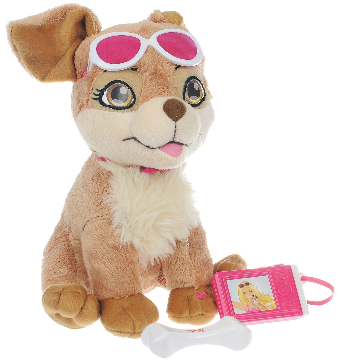 Barbie Интерактивная игрушка My Fab Pets: Lacey, с аксессурамиBBPE1 Barbie Интерактивная игрушка My Fab Pets: Lacey, с аксессурамиBBPE1Интерактивная игрушка Barbie My Fab Pets: Lacey выполнена в виде милой собачки Лэйси. Такая игрушка приведет в восторг любого ребенка. Очаровательный песик покрыт мягким и приятным на ощупь искусственным мехом, его глазки вышиты нитками. На шее щенка - подвеска в виде логотипа Barbie, а голову украшают стильные солнцезащитные очки. В комплекте с собачкой поставляется игрушечный фотоаппарат, косточка и очки. Лэйси умеет грызть косточку и фотографировать. При нажатии на левую лапку, щенок также весело залает. Игры с интерактивным щенком способствуют эмоциональному развитию ребенка, а также помогут ему развить ответственность, внимание и воображение. Лэйси непременно станет лучшим другом малышки. Рекомендуется докупить 2 батарейки напряжением 1,5V типа AA (товар комплектуется демонстрационными).