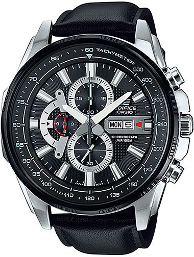 Часы наручные Casio. цвет: черный, серебристый. EFR-549L-1AEFR-549L-1A Часы наручные Casio. цвет: черный, серебристый. EFR-549L-1AEFR-549L-1AНаручные часы Casio произведены опытными специалистами из материалов самого высокого качества на базе новейших технологий. Часы прошли тщательную проверку и контроль качества. Часы оснащены японским кварцевым механизмом. Корпус выполнен из высококачественной нержавеющей стали с частичным IP покрытием. Циферблат оформлен накладными знаками в виде отметок, защищен минеральным стеклом. Часы имеют три стрелки: часовую, минутную и секундную. Необритовое светонакопительное покрытие стрелок и отметок обеспечивает длительное послесвечение в темноте даже после кратковременного нахождения на свету. Ремешок часов выполнен из натуральной кожи и оснащен застежкой-пряжкой. Часы имеют дополнительные функции: секундомер-хронограф. Часы укомплектованы паспортом с подробной инструкцией и упакованы в оригинальную фирменную коробку. Характеристики: Длина ремешка (с учетом корпуса): 24 см. Ширина ремешка: 2 см. Диаметр корпуса: 5,5 см. Диаметр...