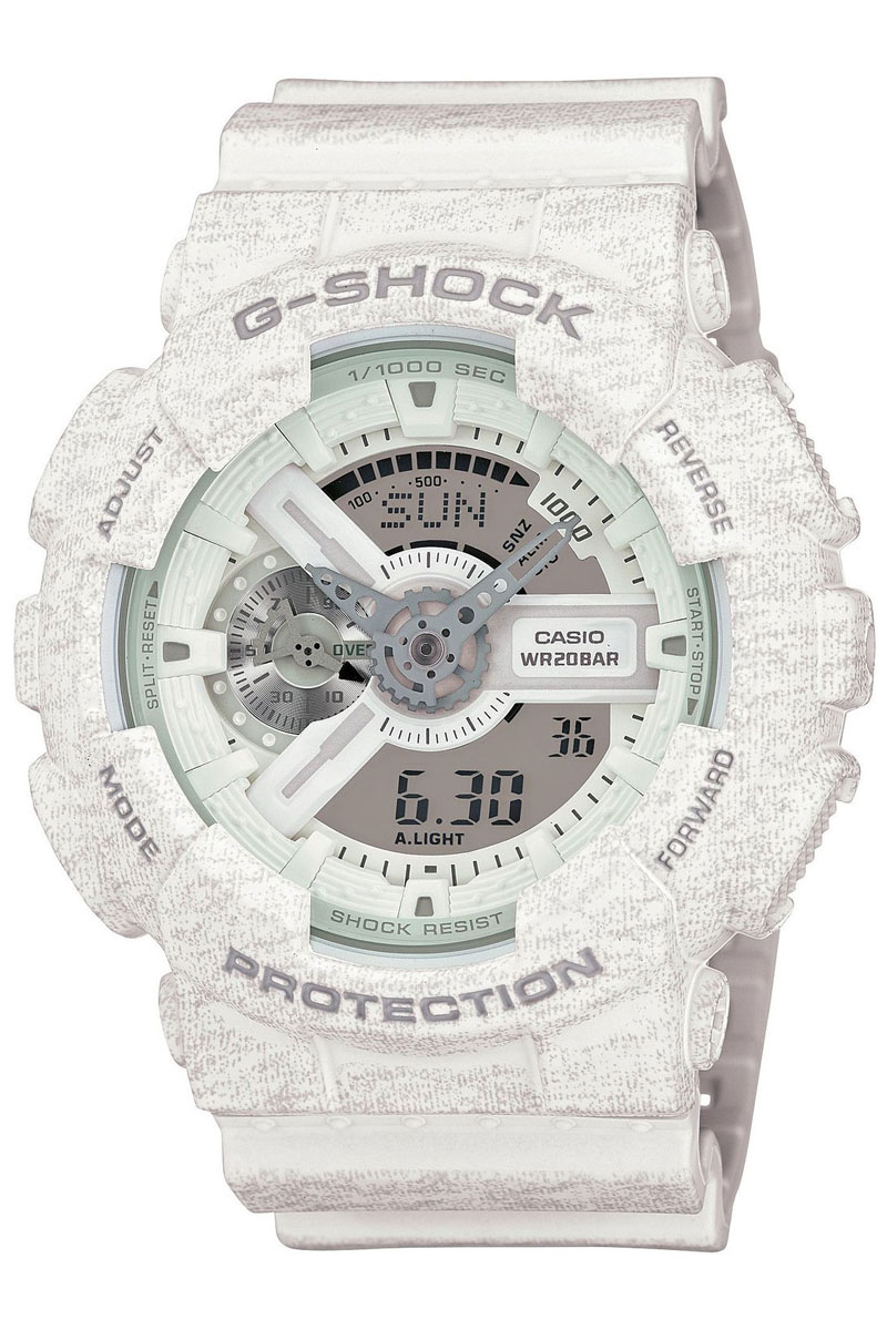 Часы наручные Casio, цвет: белый. GA-110HT-7AGA-110HT-7A Часы наручные Casio, цвет: белый. GA-110HT-7AGA-110HT-7AНаручные часы Casio произведены опытными специалистами из материалов самого высокого качества на базе новейших технологий. Часы прошли тщательную проверку и контроль качества. Часы оснащены кварцевым механизмом. Корпус выполнен из полимерного материала. Дисплей часов защищен минеральным стеклом, устойчивым к появлению царапин и подсвечивается светодиодной автоматической супер-подсветкой. При движении руки дисплей освещается ярким светом. Ремешок часов выполнен из полимерного материала и оснащен застежкой-пряжкой. Часы имеют дополнительные функции: мировое время, индикатор даты, секундомер, таймер, будильник. Лимитированная серия. Ударопрочная конструкция защищает механизм от ударов и вибрации. Защищены от магнитных полей. Часы укомплектованы паспортом с подробной инструкцией и упакованы в оригинальную фирменную коробку. Характеристики: Длина ремешка (с учетом корпуса): 27 см. Ширина ремешка: 2,5 см. Диаметр корпуса: 5,5 см. ...
