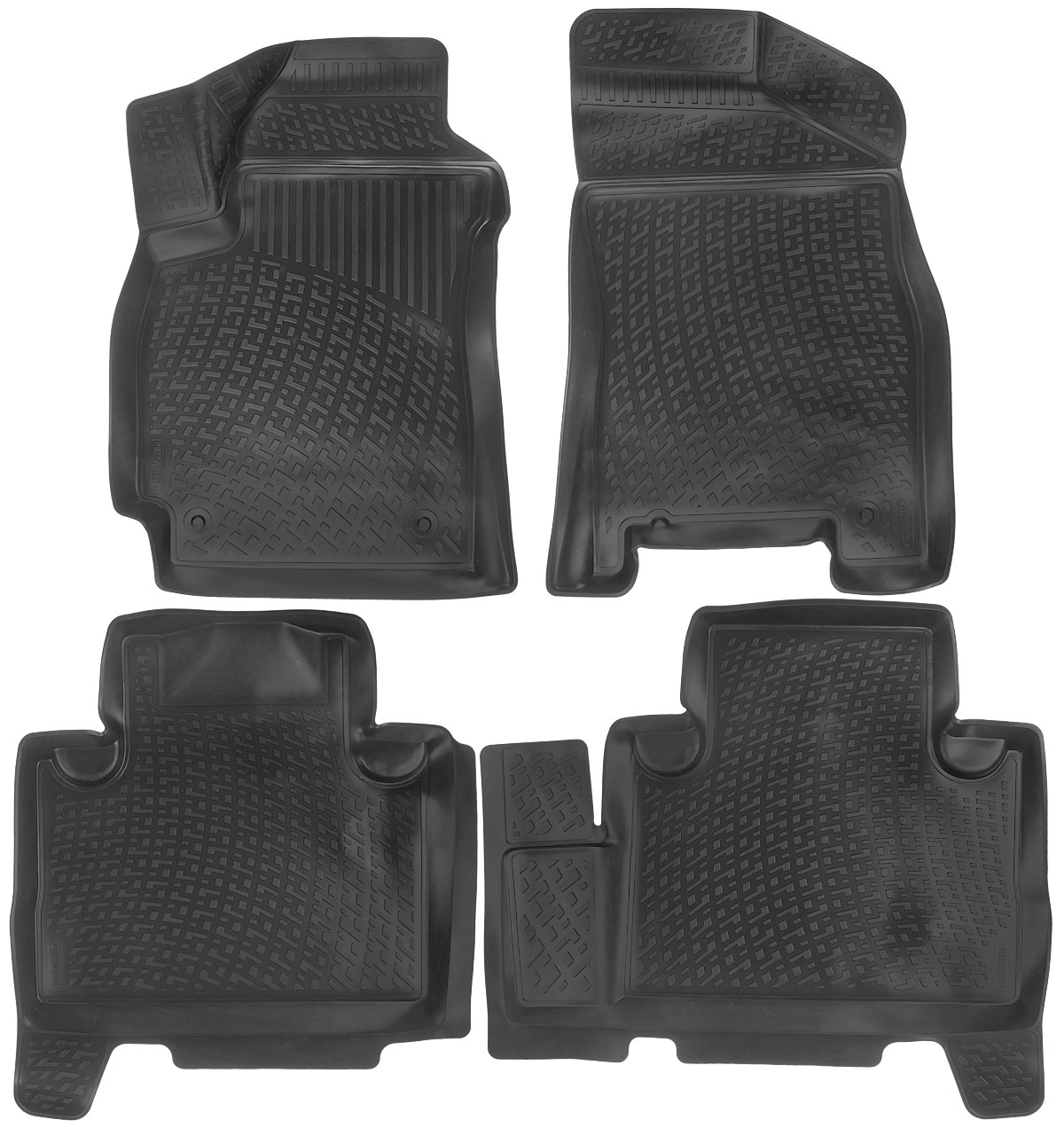 Набор автомобильных ковриков L.Locker Geely Emgrand X7 2011, в салон, 4 шт0225040301 Набор автомобильных ковриков L.Locker Geely Emgrand X7 2011, в салон, 4 шт0225040301Набор L.Locker Geely Emgrand X7 2011, изготовленный из полиуретана, состоит из 4 антискользящих 3D ковриков, которые производятся индивидуально для каждой модели автомобиля. Изделие точно повторяет геометрию пола автомобиля, имеет высокий борт, обладает повышенной износоустойчивостью, лишено резкого запаха и сохраняет свои потребительские свойства в широком диапазоне температур от -50°С до +50°С. Комплектация: 4 шт. Размер ковриков: 78 см х 54 см; 70 см х 64 см; 80 см х 70 см; 82 см х 54 см.